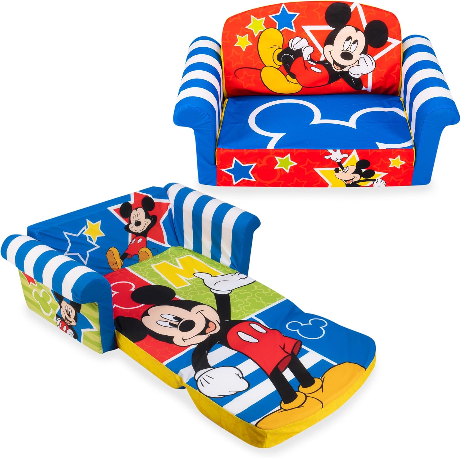 Marshmallow Furniture, Children's 2 in 1 Flip Open Foam Sofa, Minnie Mouse, by Spin Master | Pullout Foam Sleeper for Folding Lounging, Sitting, and Napping for Toddlers & Kids, Bedroom and Playroom Use