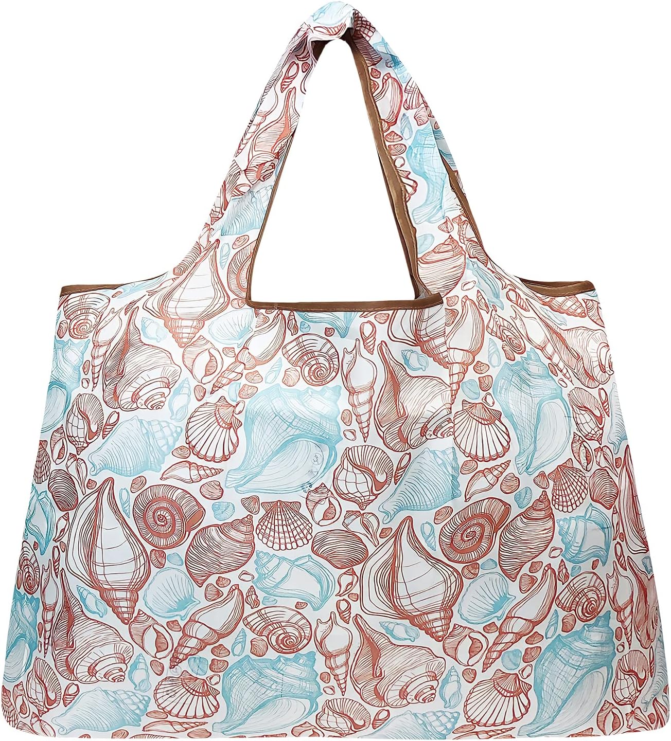 allydrew Large Foldable Tote Nylon Reusable Grocery Bags, Gray Ferns