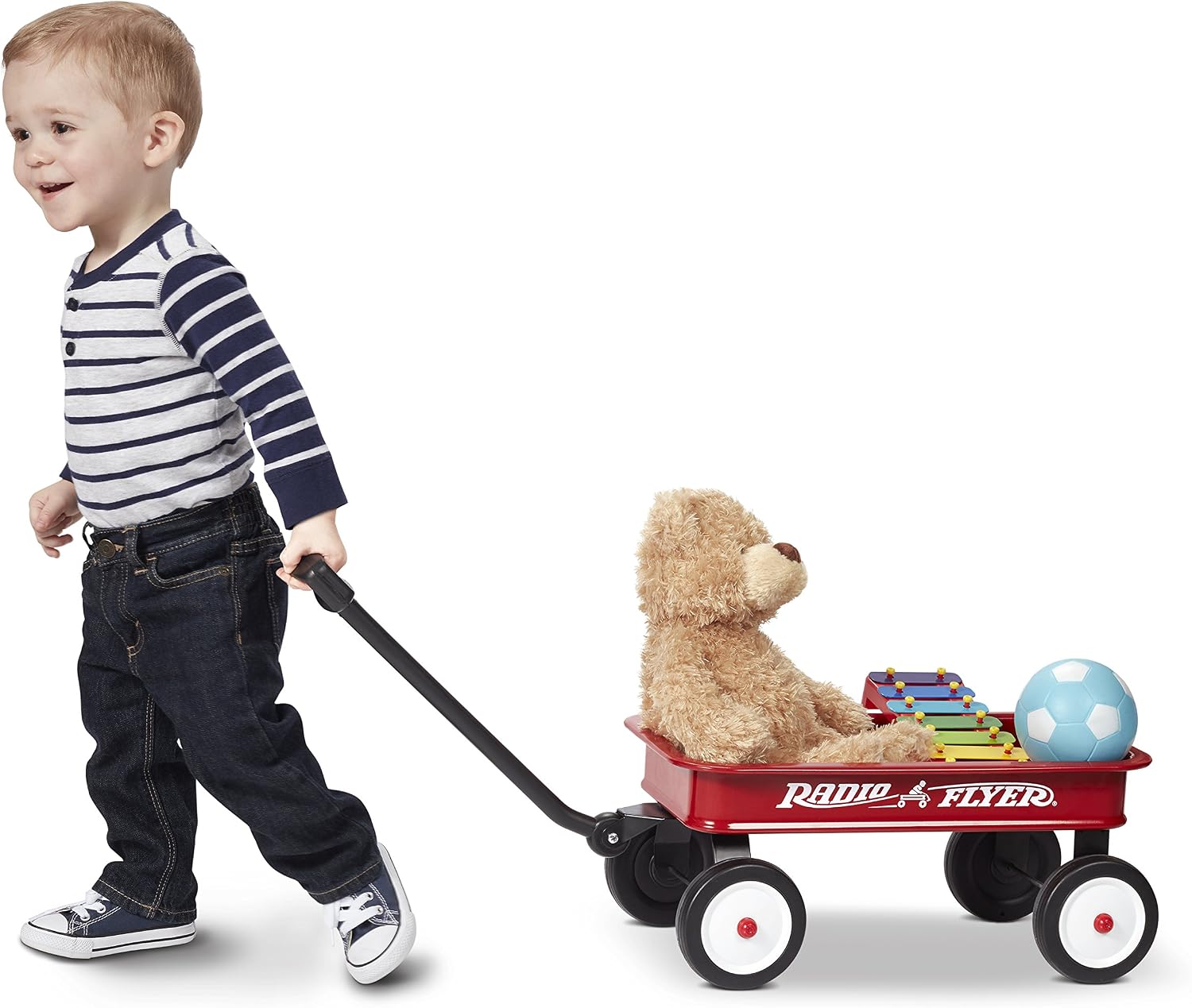 Radio Flyer Mini Classic Red Wagon for Kids, 12.5" Toy Wagon Ages Aged 1.5+ | Play-Size Version of the Classic, Durable Rolling Wheels & Steel Body, Working Handle, Toys, Crafts & Gift Displays