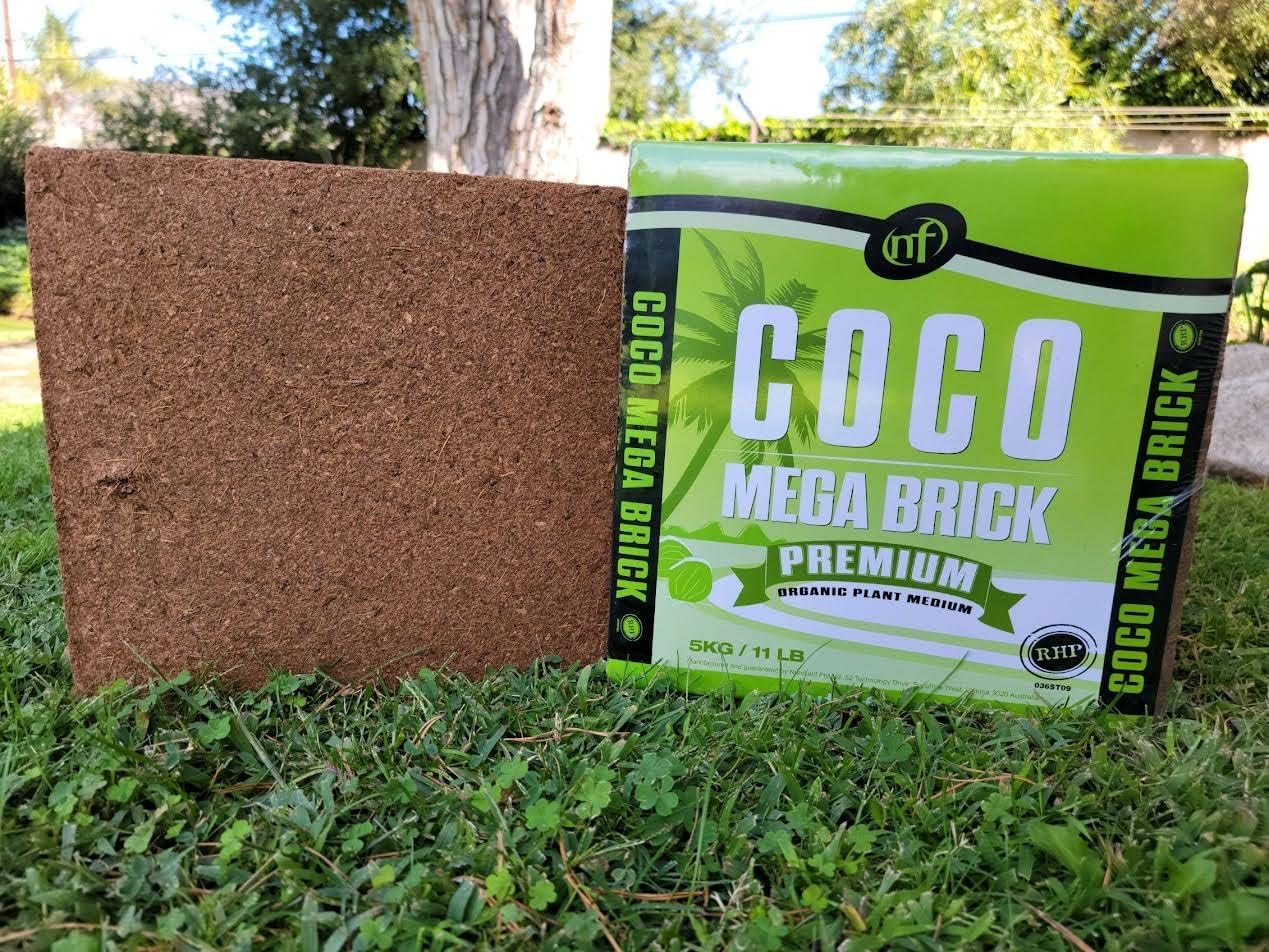 Coco Mega Brick 5kg | Compressed Coconut Coir Block Expands to 55L | Premium Quality Hydroponic Growing Medium, Pre-Buffered
