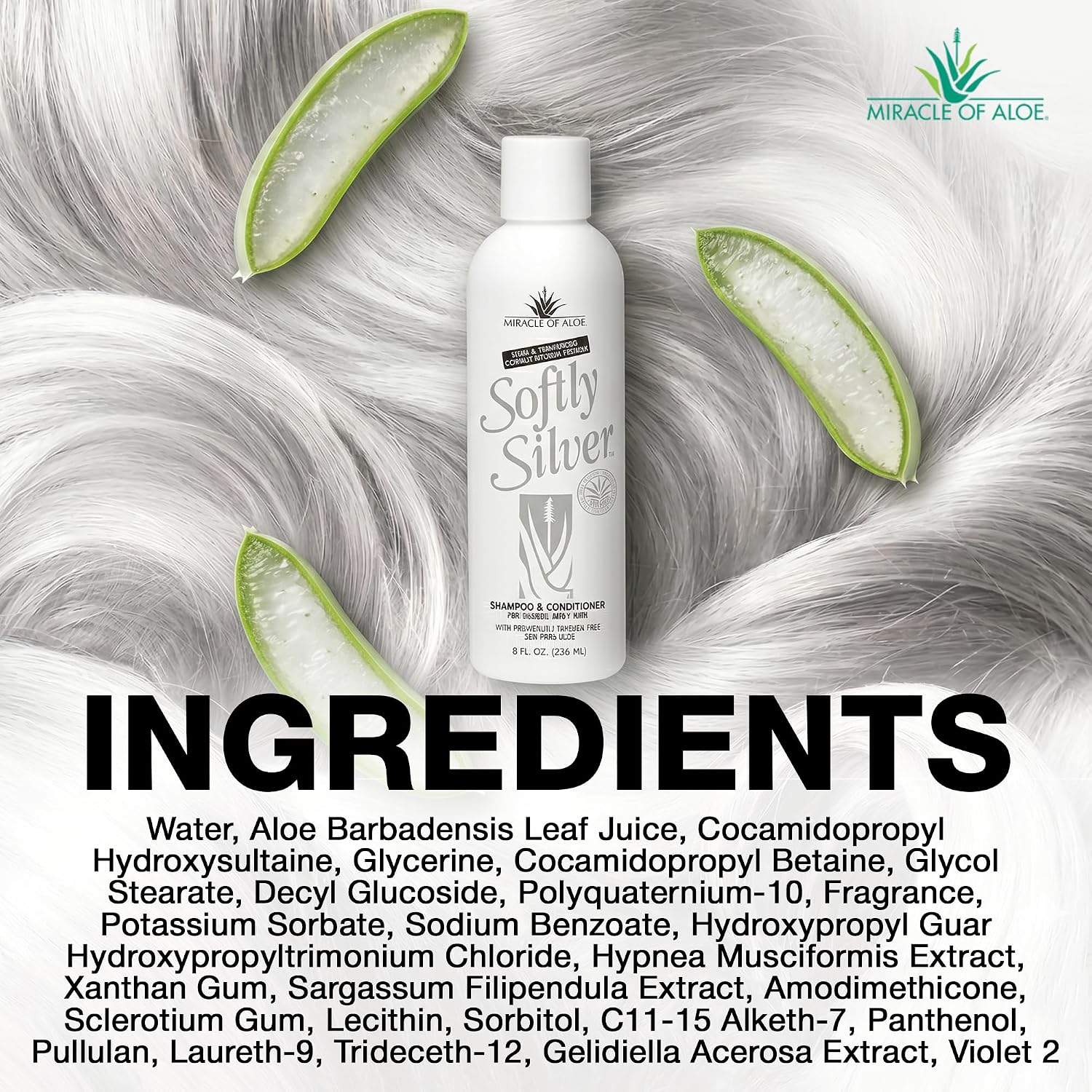 Softly Silver Shampoo For Gray Hair, 2 In 1 Purple Restorative Hair Wash