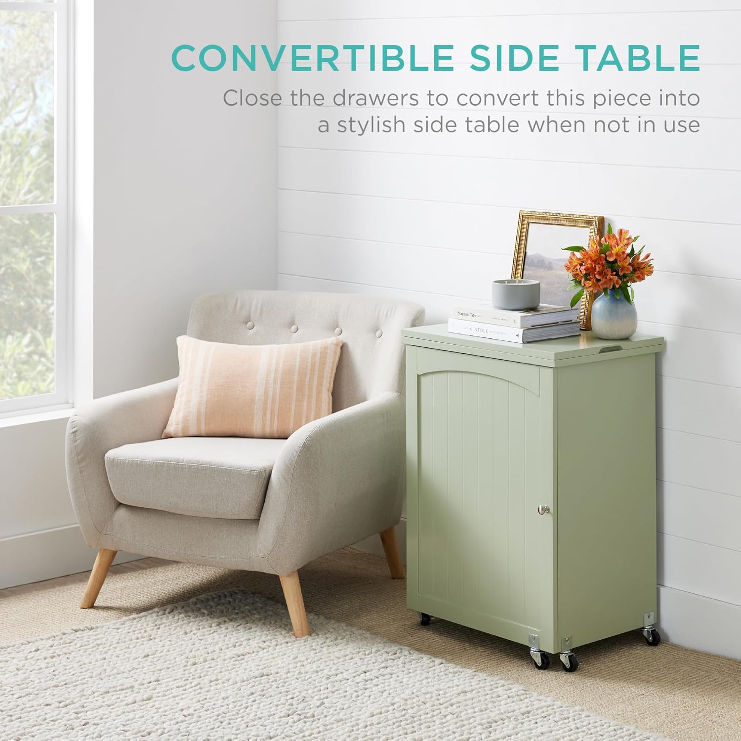 Best Choice Products Folding Sewing Table Multipurpose Craft Station & Side Desk with Compact Design, Wheels, Shelves, Storage Trays, Pegs