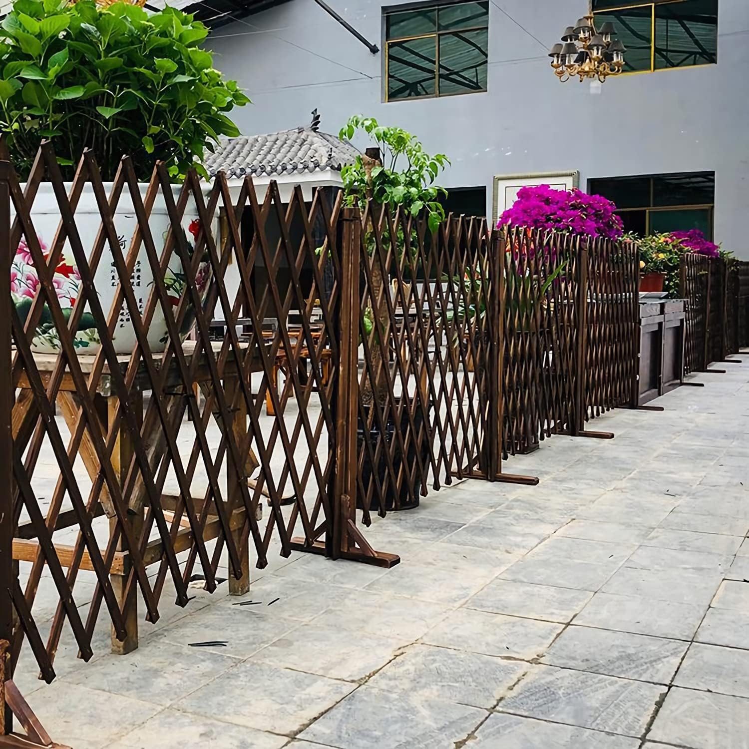 MYOYAY 2PCS Expandable Garden Fence Instant Wooden Pet Gate