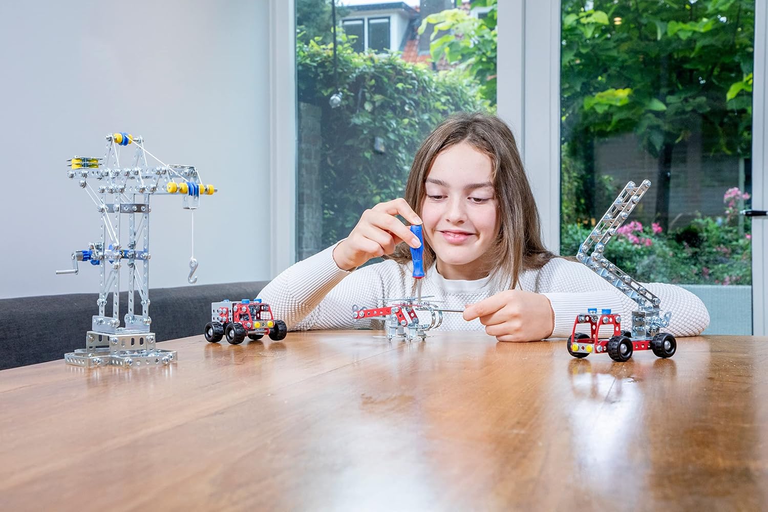 Eitech Exclusive Series Deluxe Motorized Crane Construction Kit, Intro to Engineering and STEM Learning, Steel