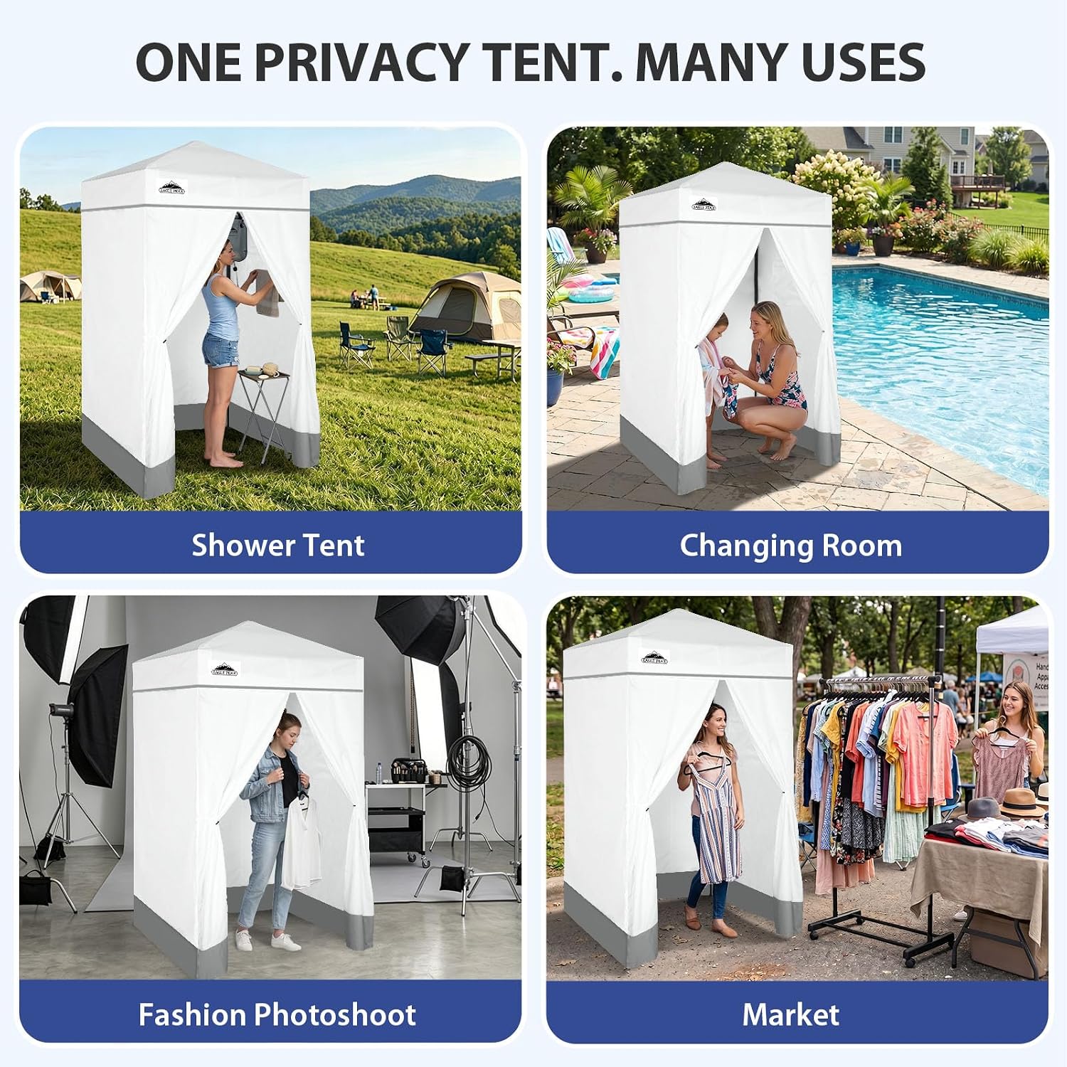 EAGLE PEAK 4x4 Pop Up Changing Tent, Outdoor Changing Room, Gray/White