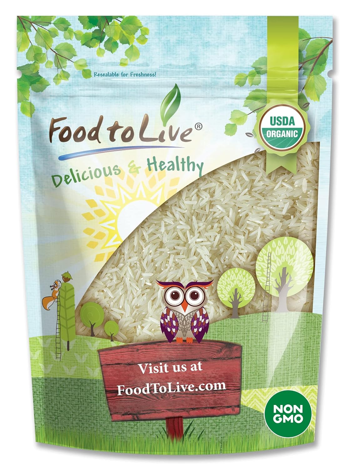 Food to Live Organic White Basmati Rice, 25 Pounds – Non-GMO, Long-Grain Rice Variety, Fragrant, Kosher, Vegan, Bulk. Non-Irradiated. Less Starch.Great for Indian Dishes.
