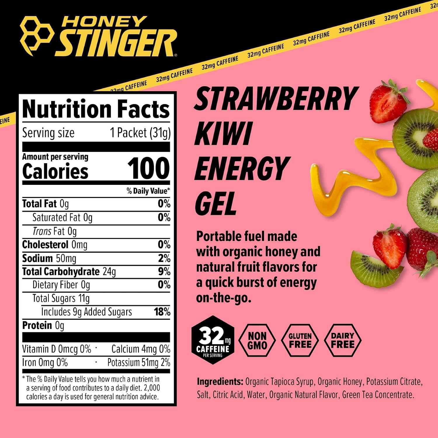 Honey Stinger Gold Energy Gel, Gluten Free & Caffeine Free, for Exercise, Running and Performance, Sports Nutrition for Home & Gym, Pre and Mid Workout, 24 Pack, 26.4 Ounce | sports-nutrition-endurance-and-energy-chews