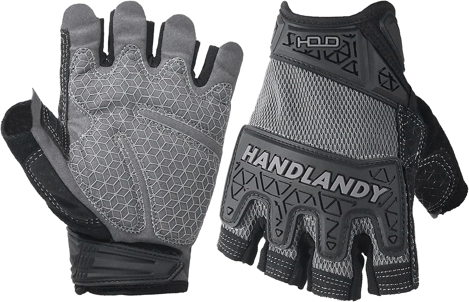 HANDLANDY Framer Work Gloves Open-Finger Carpenters Gloves, Fingerless Gaming Gloves for Tactical Shooting, Airsoft, Hunting, Police Work and Hiking L