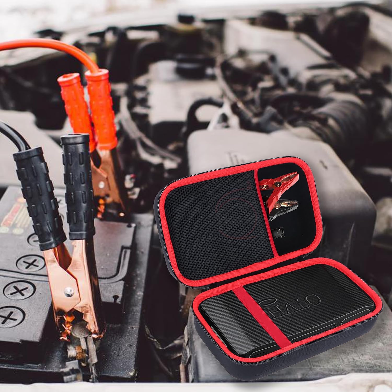 Lebakort Storage Case Compatible with Halo Bolt Air 58830 | Portable Car Battery Jump Starter, Emergency Power Kit