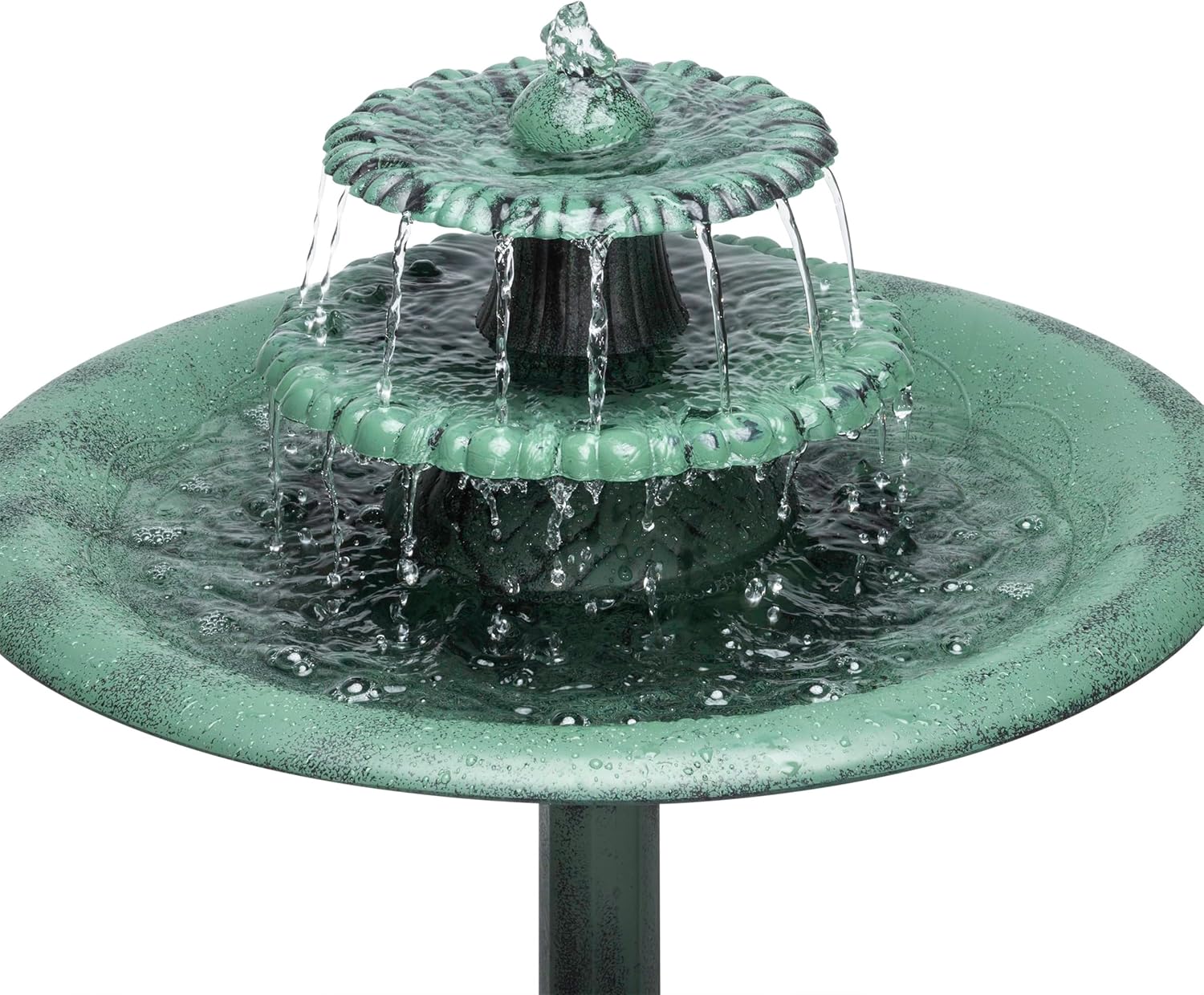 Alpine Corporation 35" Tall 3-Tier Outdoor Pedestal Water Fountain – Durable Resin Cascading Water Feature and Birdbath for Garden, Patio, Deck