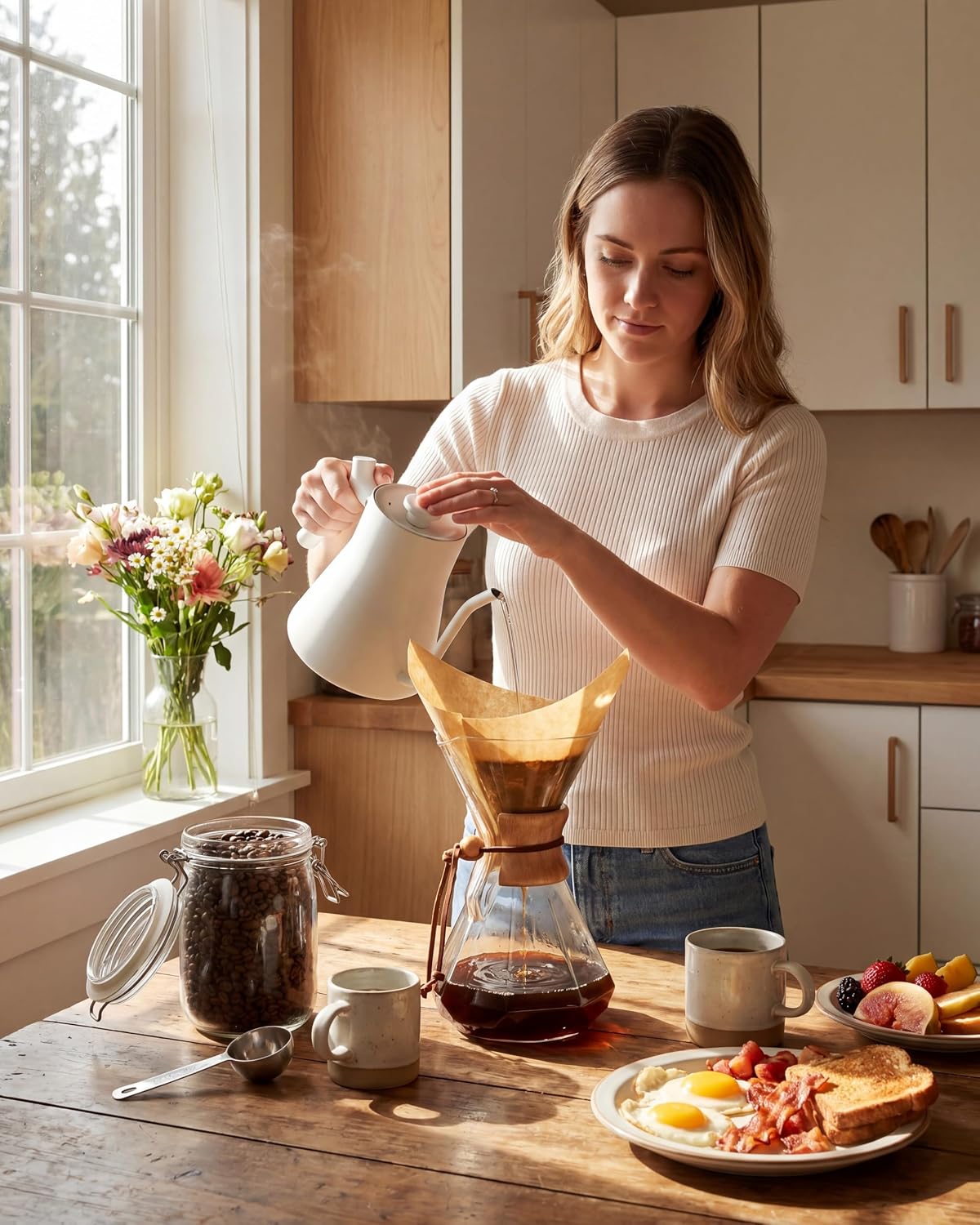 AGOGO Pour Over Coffee Maker Set, 34oz Classic Style, 304 Stainless Filter | Barista kit for home kitchen, Cafe, Camping & Office; 20oz-40oz Classic, Slim, Diamond styles; Includes brush & towel.