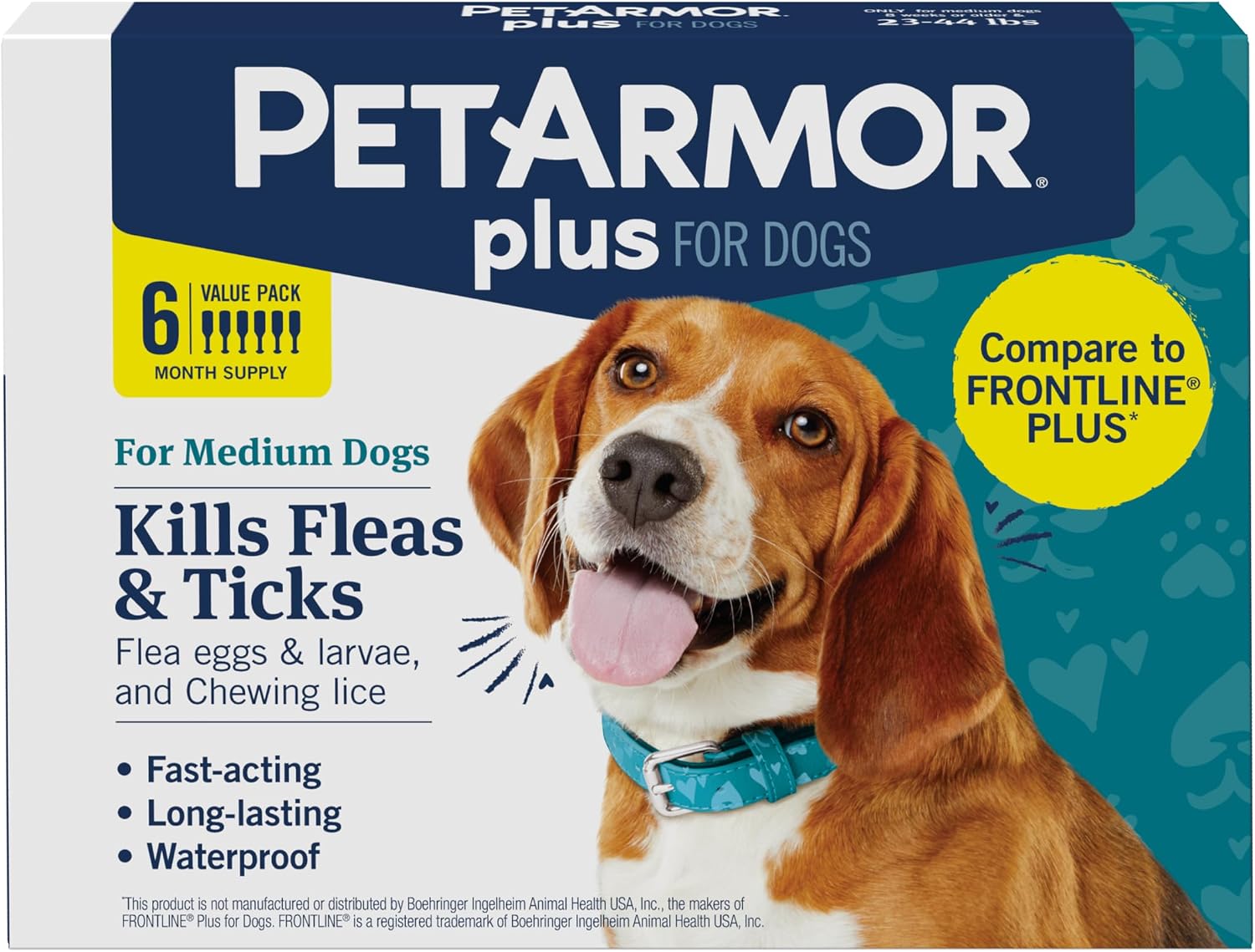 PetArmor Plus Flea and Tick Prevention for Dogs, Small Dog Flea and Tick Treatment, 3 Doses, Waterproof Topical, Fast Acting (5-22 lbs)