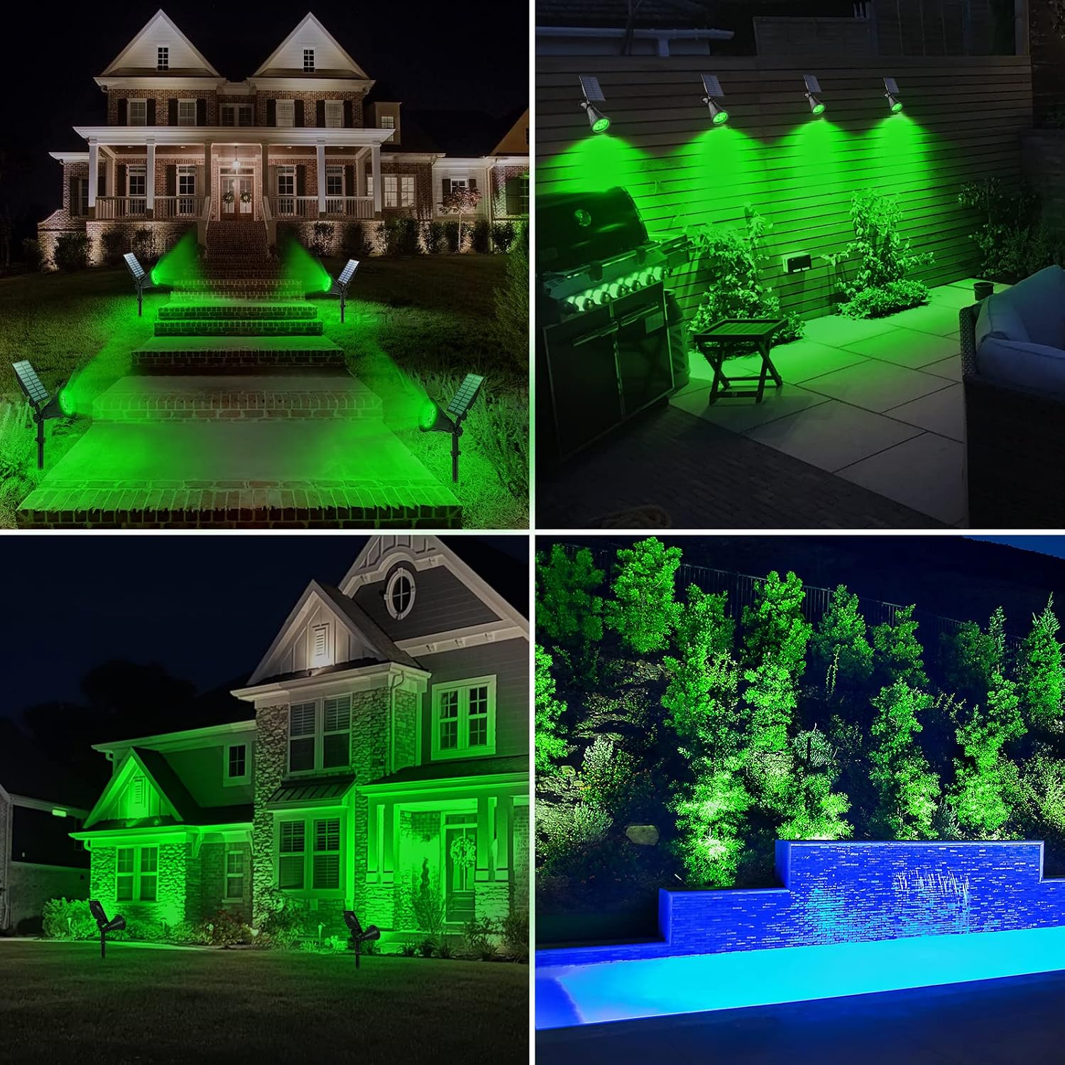 T-SUN Color Changing Solar Spot Lights Outdoor Waterproof, 7 LEDs, 2 Pack | 7 Color Changing Modes, IP65 Waterproof Dusk to Dawn Solar Uplights for Tree, Patio, Yard, Garden, Driveway, Pool Area