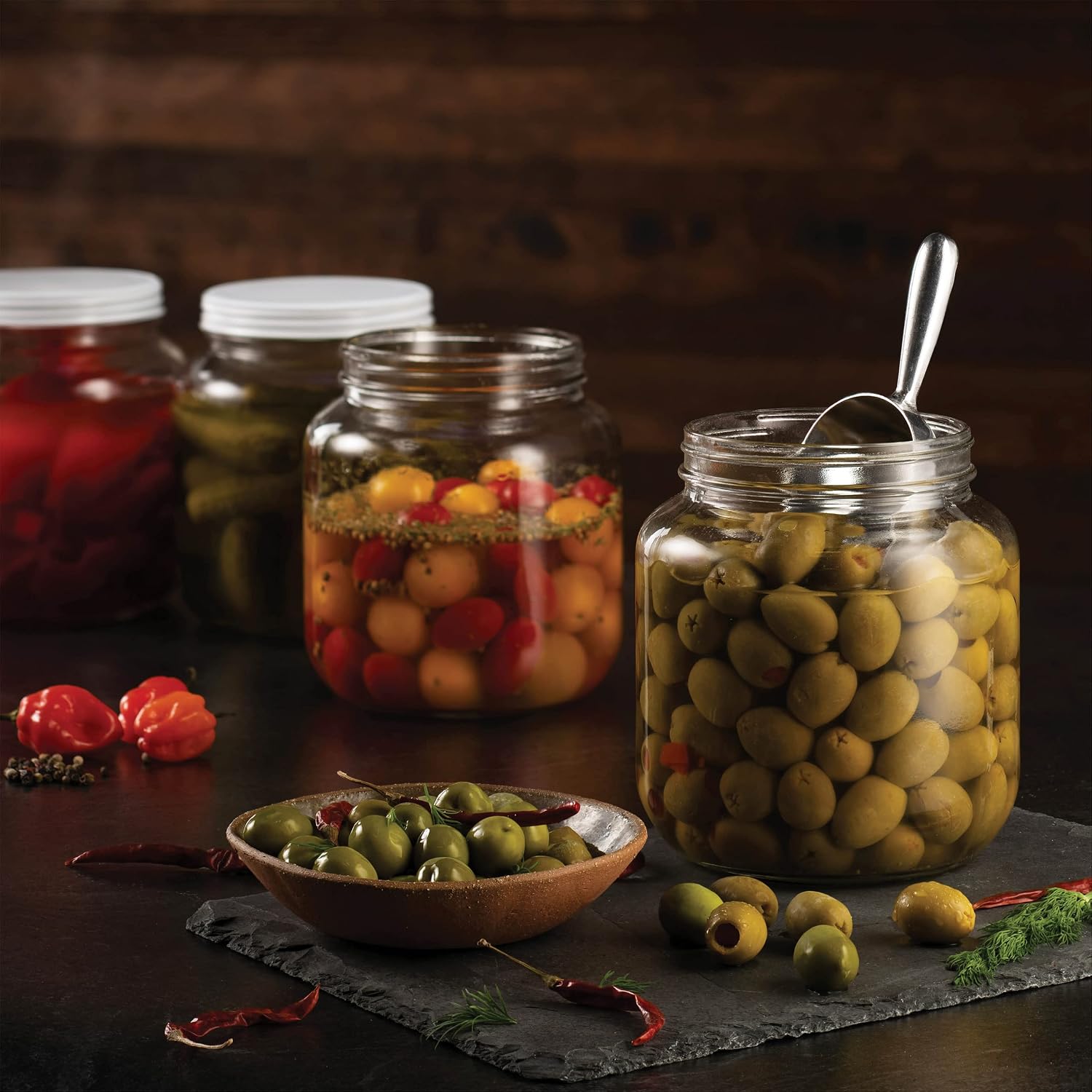 Paksh Novelty 64 oz Mason Jar, Half Gallon Jar, Wide Mouth, Clear, 4 Pack