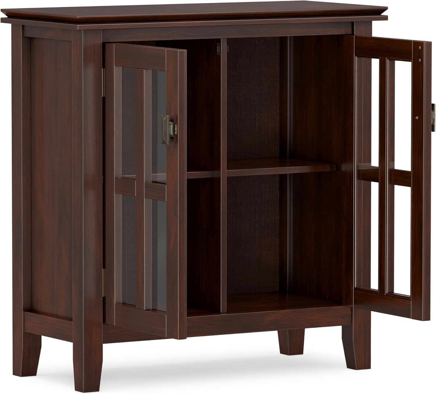 SIMPLIHOME Artisan 30" Wide Solid Wood Cabinet in Russet Brown