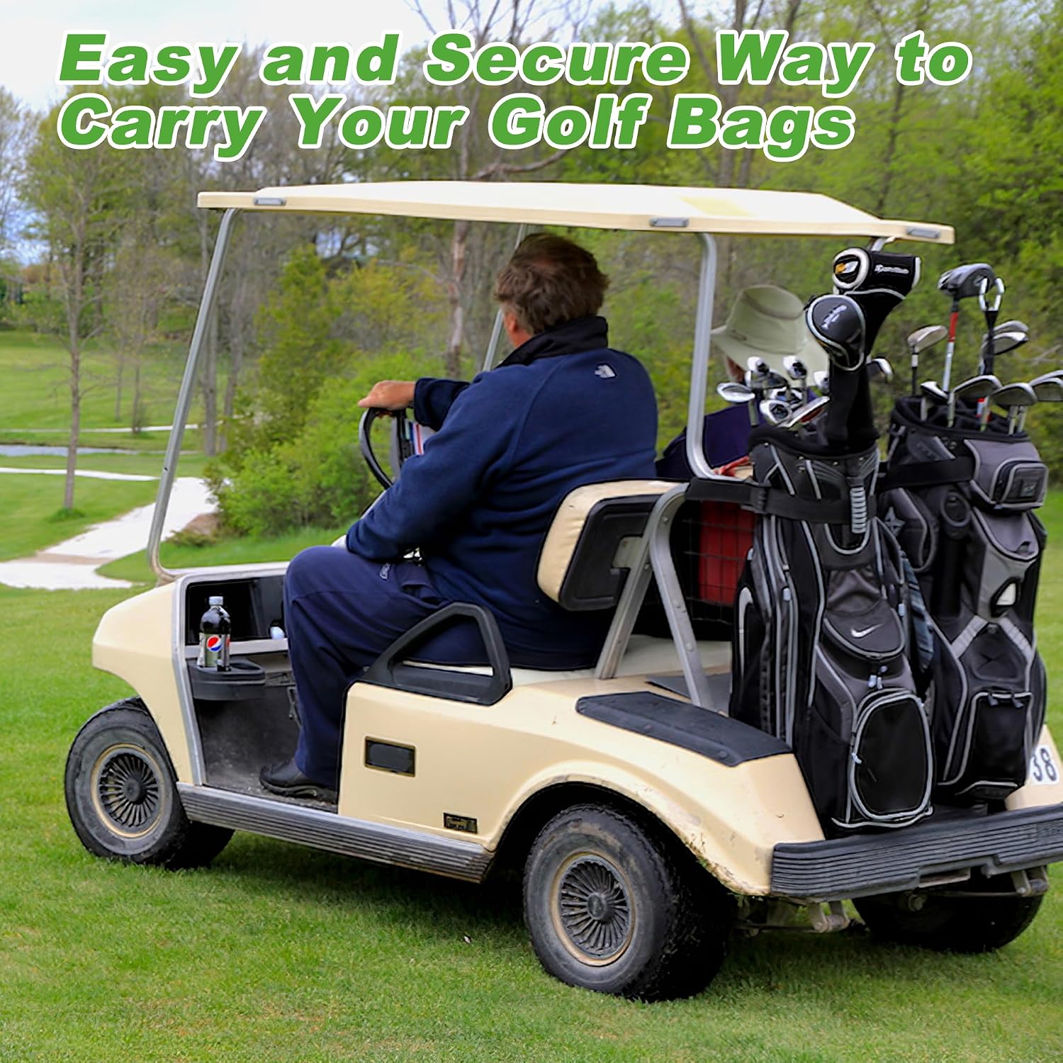 10L0L Golf Cart Bag Holder for Club Car DS 1987-Up Gas & Electric