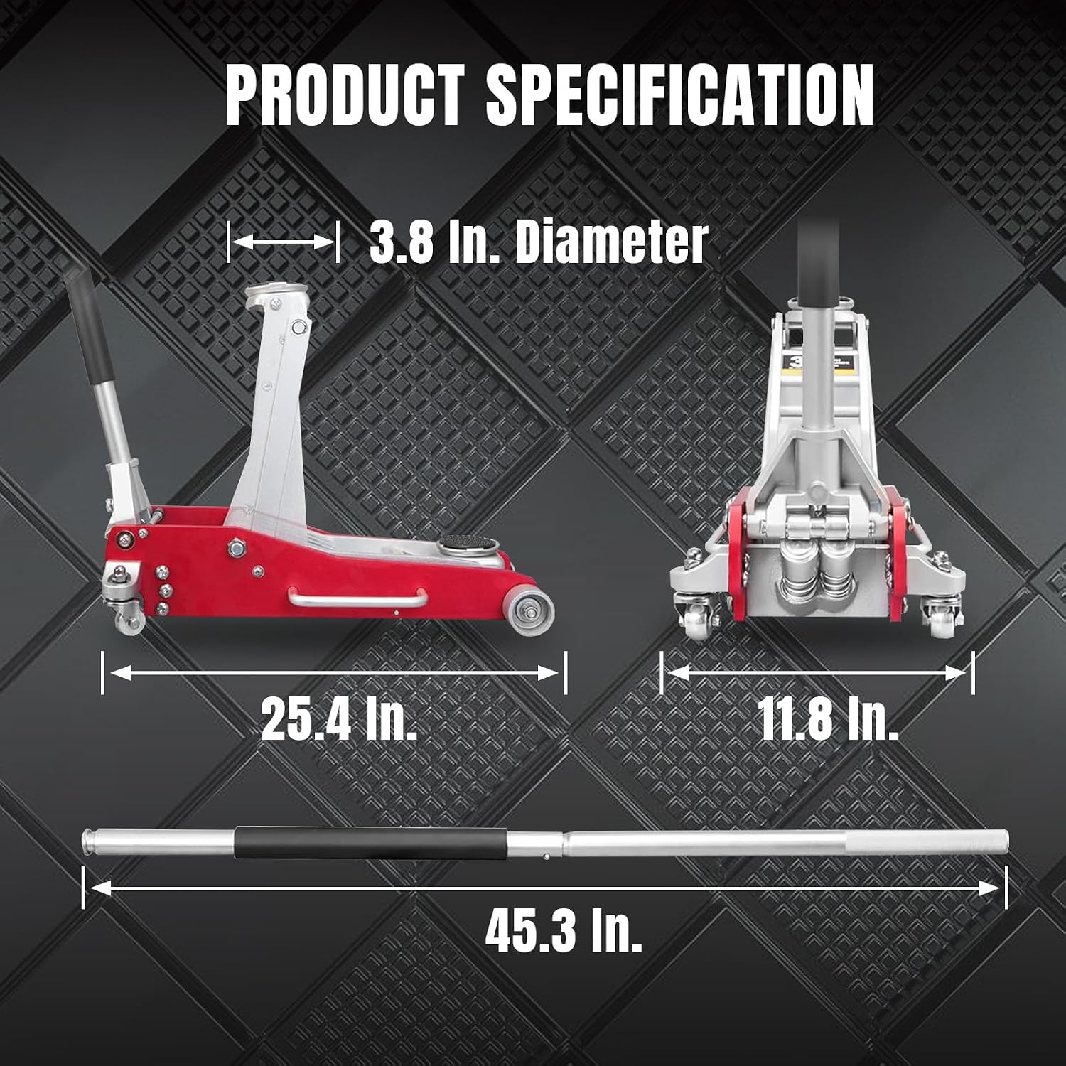 BIG RED T815016L Torin Hydraulic Low Profile Aluminum and Steel Racing Floor Jack with Dual Piston Quick Lift Pump, 1.5 Ton (3,000 lb) Capacity, Blue, T815016L