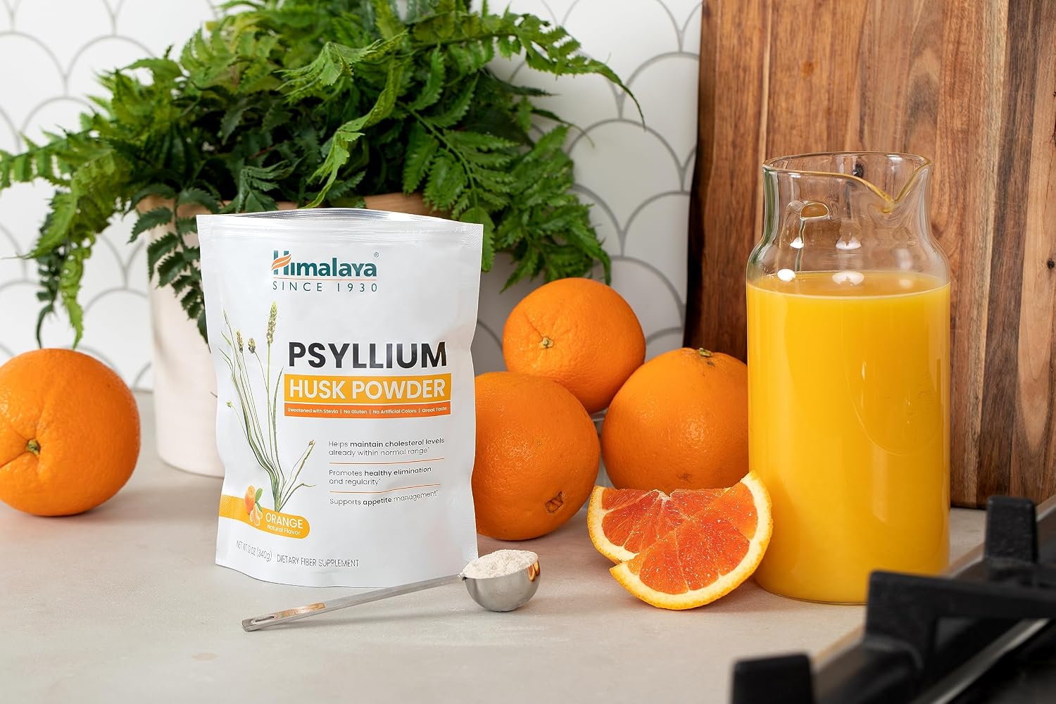 Himalaya USDA Organic Psyllium Whole Husk Powder, Natural Daily Fiber Supplement, Regularity, Appetite Management, Non-GMO, 56-Tablespoon Supply, Unflavored, 12 Oz