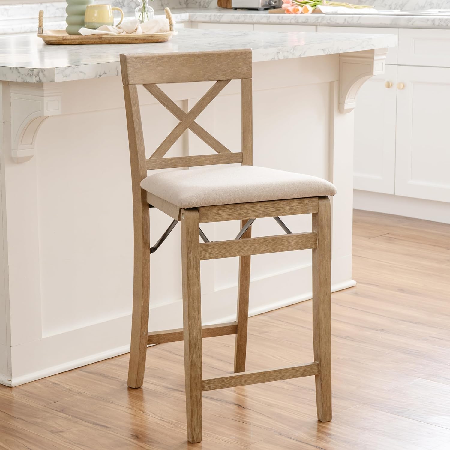 Linon Triena X Back Folding Counter Stool, Brown