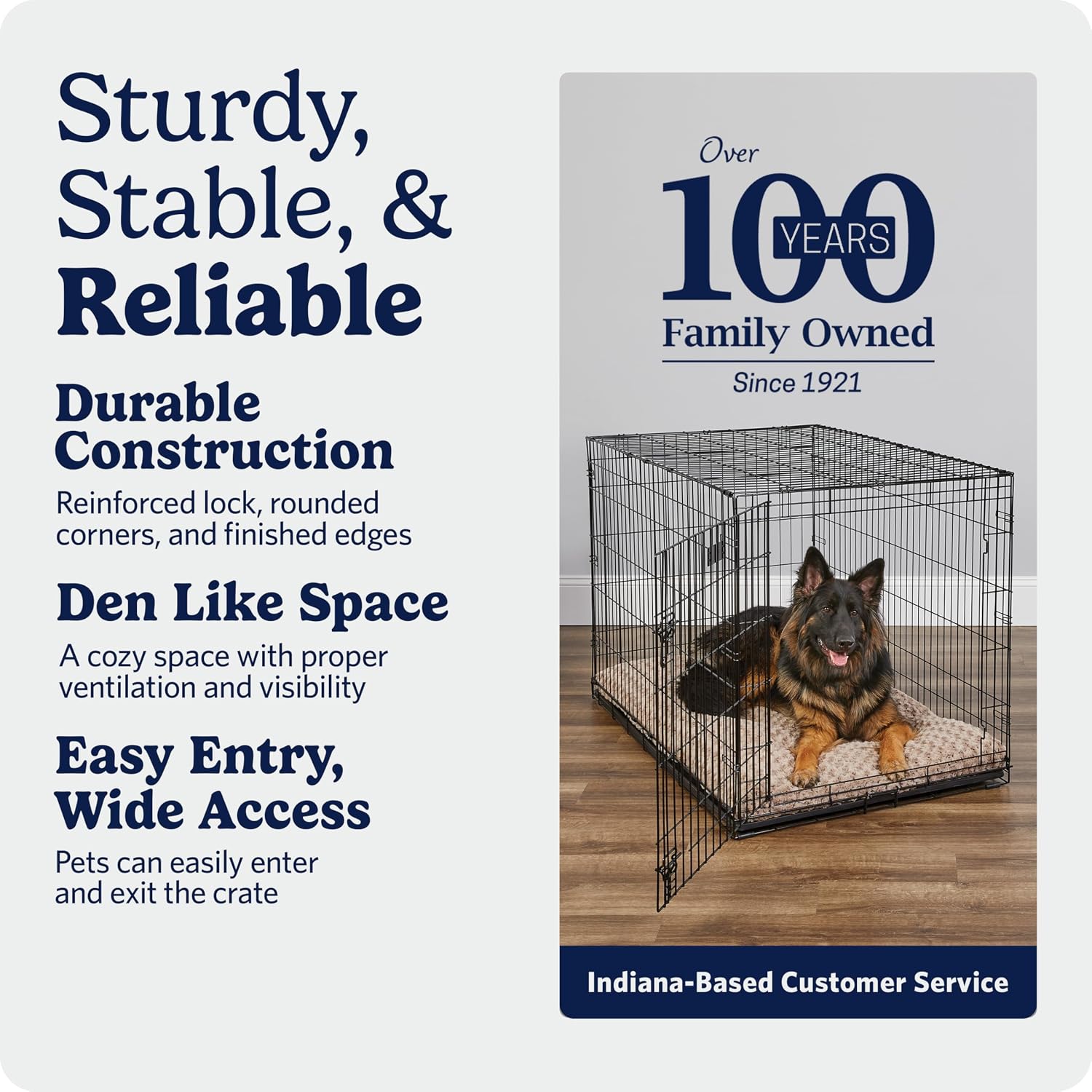 MidWest Homes for Pets 48-Inch iCrate for Extra-Large Breeds, 90-110 lbs, Single Door Folding Dog Crate with Divider Panel, Leak-Proof Tray & Secure Latches, Portable, Durable & Easy to Assemble