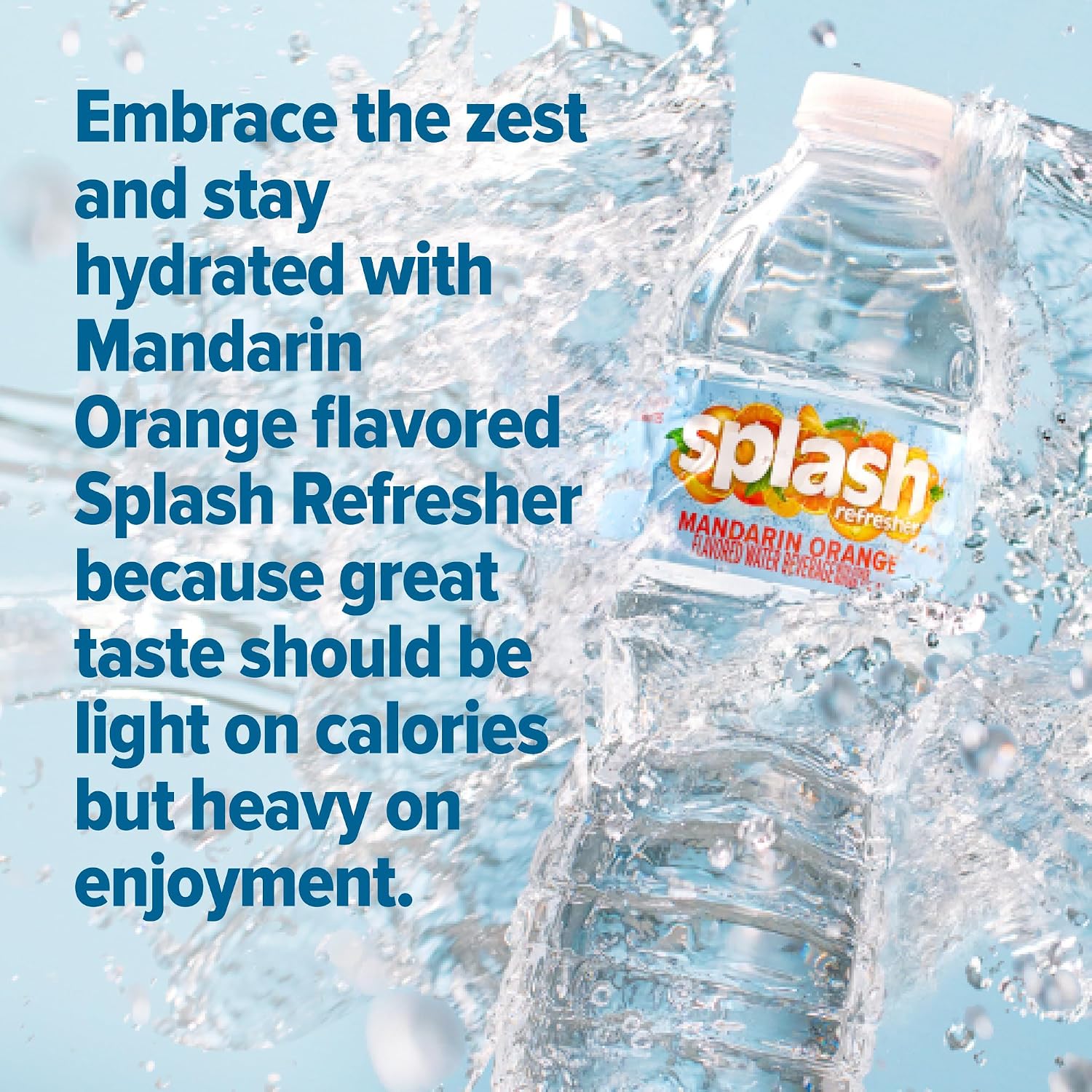 SPLASH REFRESHER Flavored Water Bottles, Mandarin Orange - 6 Pack | Refreshing Flavored Bottled Water with Electrolytes - Zero Sugar & Zero Calories - 16.9 Fl Oz