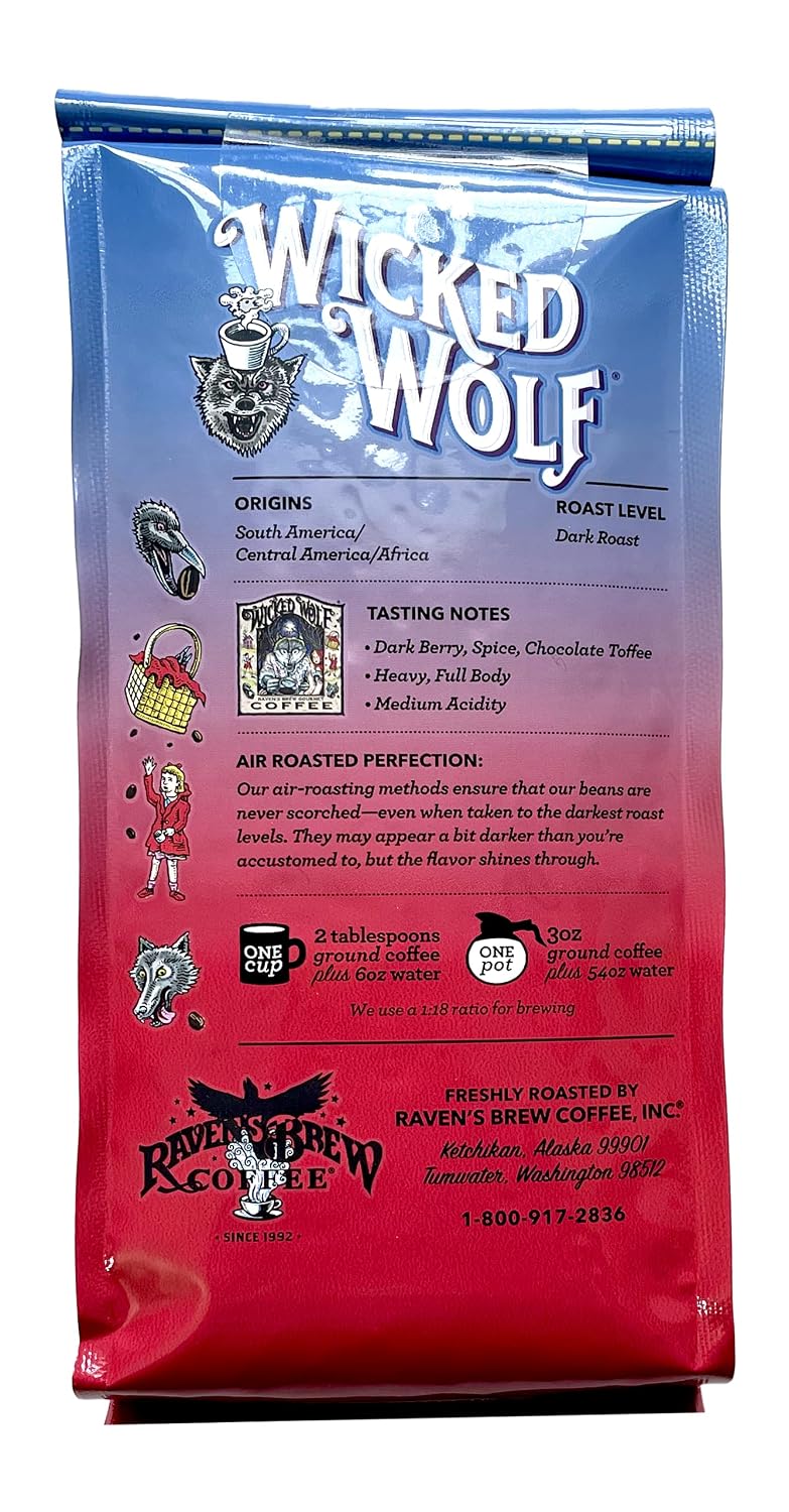 Raven's Brew Coffee Three Peckered Billy Goat, 12 Ounce - Dark Roast - Full Body with a Long Sweet Finish (Organic Ground, 12 oz)