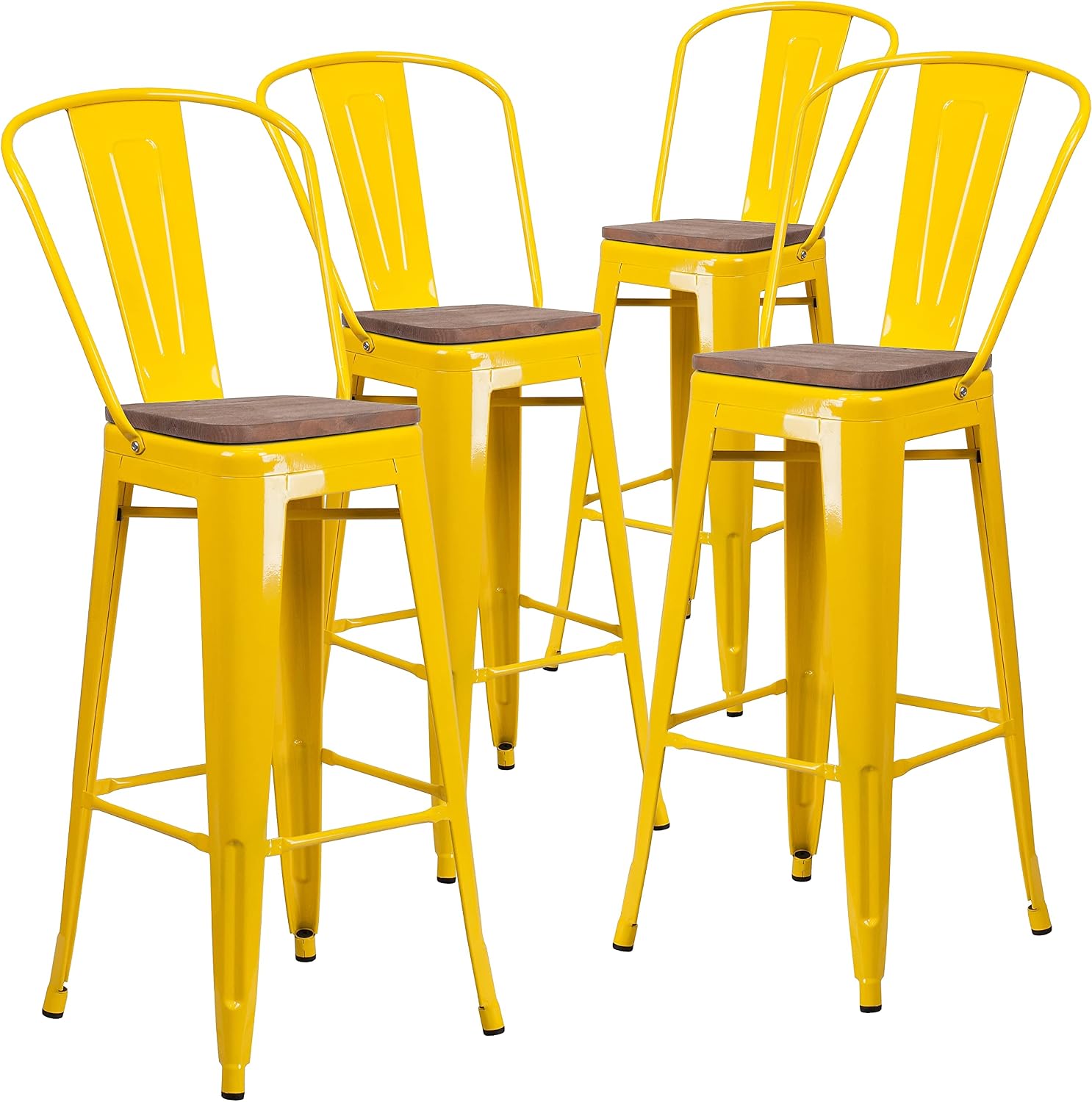 Flash Furniture 30 in Metal Barstool with Back, Blue | Commercial Grade, Removable Back, Indoor/Outdoor Use