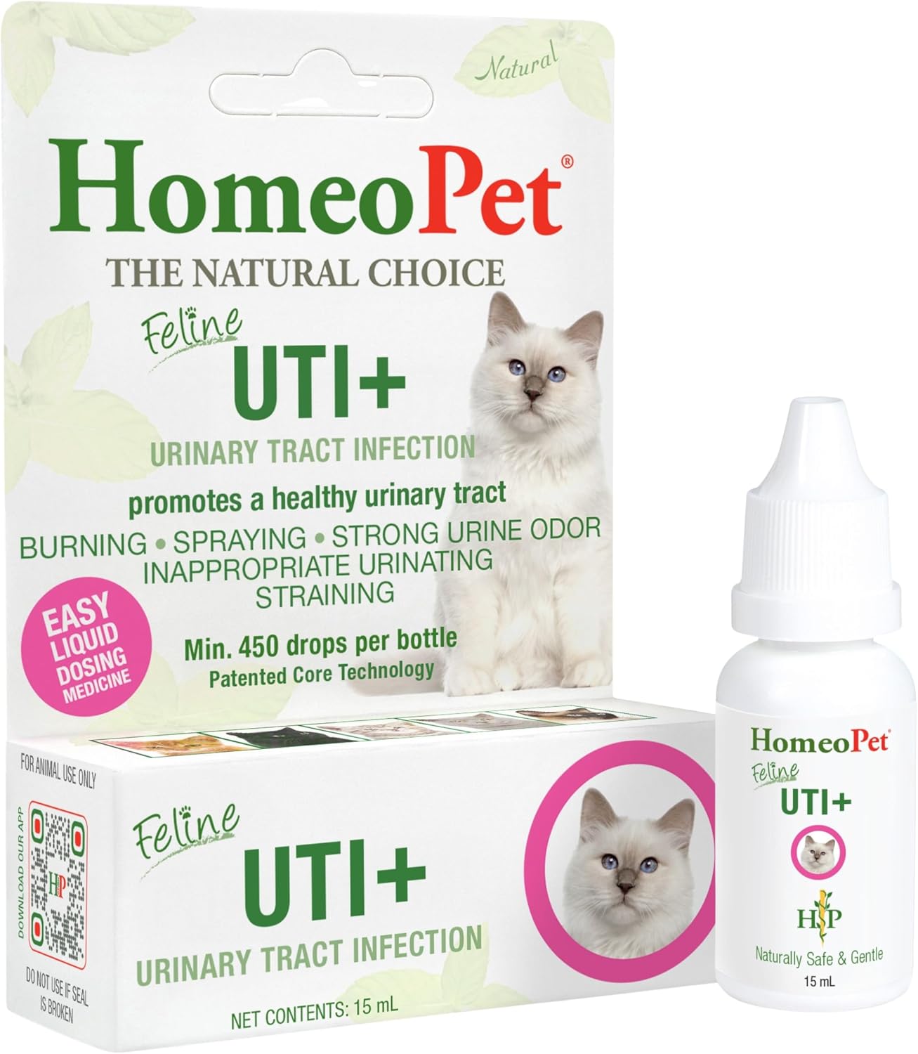 HomeoPet Feline UTI+ Urinary Tract Supplement for Cats, 15 Milliliters | Natural urinary tract support for cats, safe and gentle homeopathic formula, liquid drops suitable for daily use