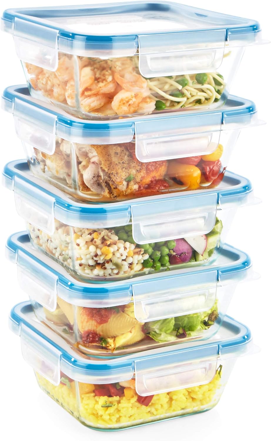 Snapware Glass Total Solutions (12-Pack) Food Storage Containers Set | Airtight & leakproof plastic locking BPA-free lids, freezer, dishwasher, microwave safe