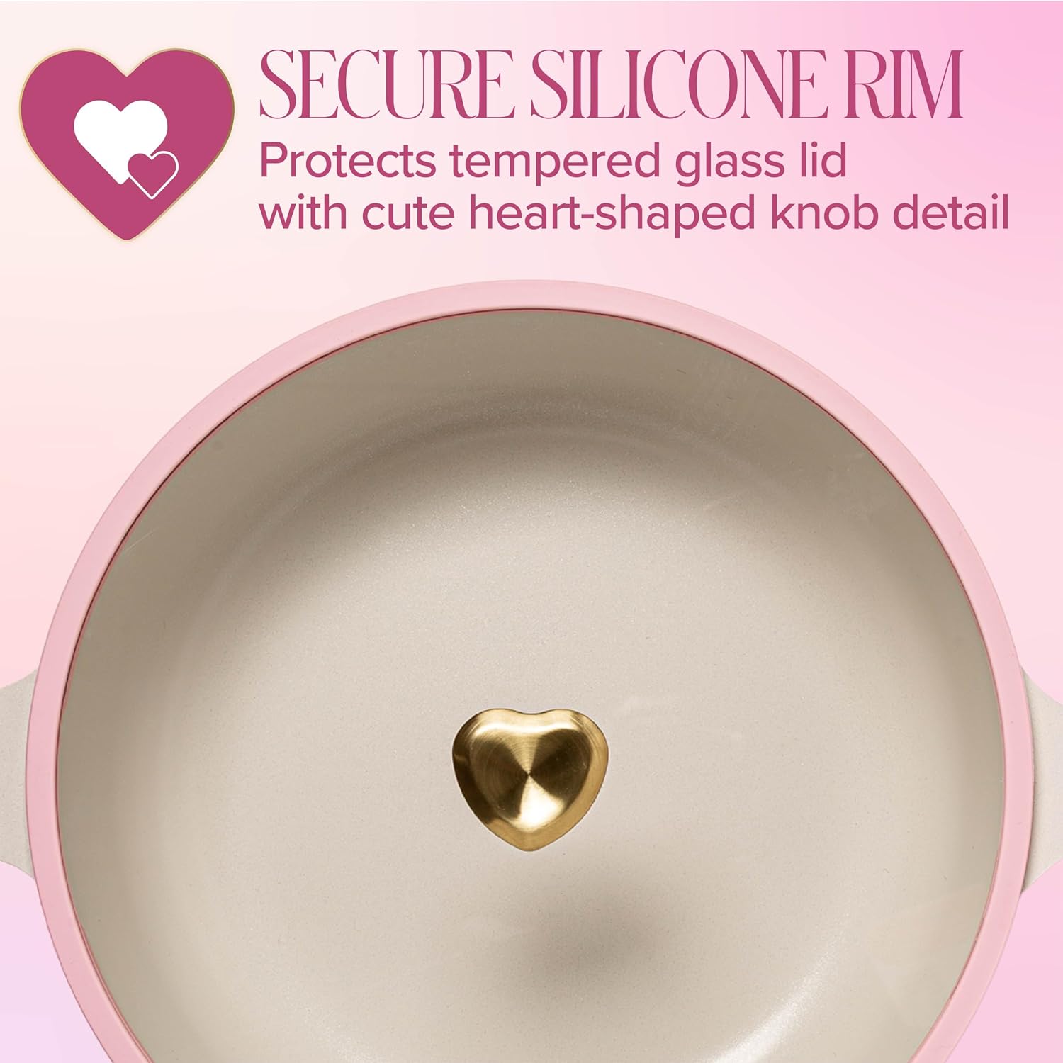 Paris Hilton Cast Aluminum Dutch Oven with Lid, Ceramic Nonstick Coating Made Without PFAS, PFOA, PFOS & PTFE, Heart Knob, 4.3-Quart, Pink