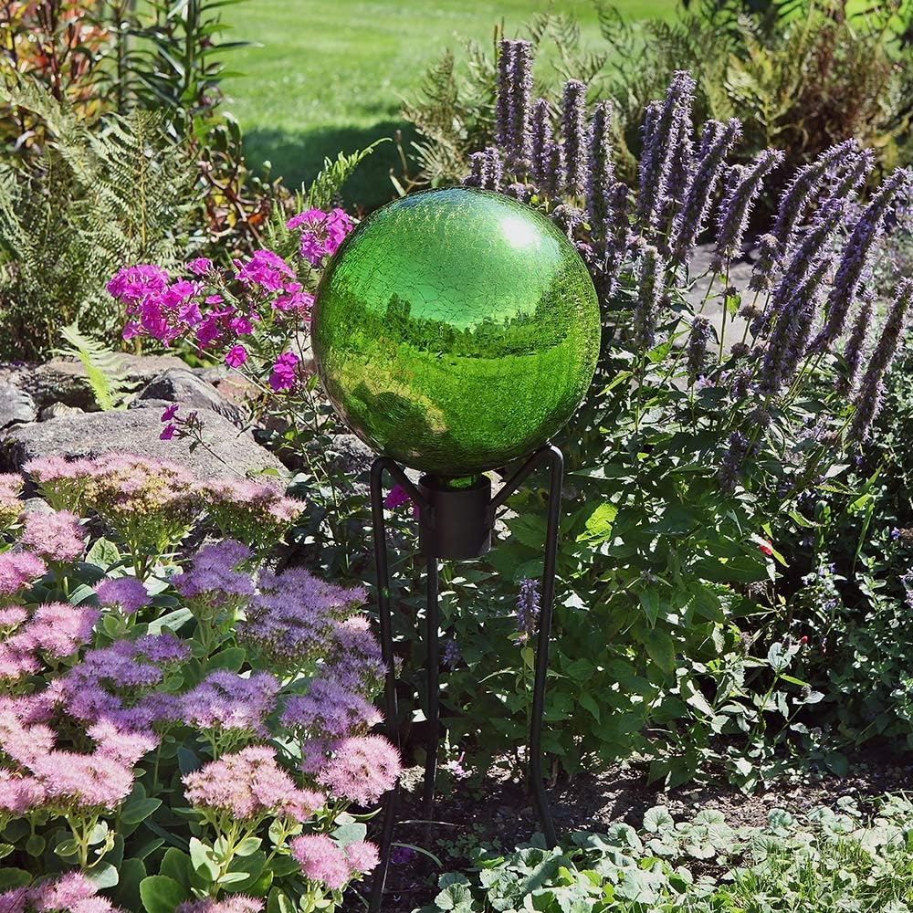 Achla Designs G10-FG-C Gazing, Fern Green 10 inch Glass Garden Globe Ball Sphere, 10