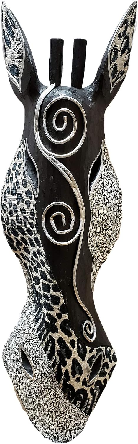 Giraffe Zebra Face Mask Wall Hanging Décor Hand Painted Patterns African Safari Style Decorative Accent Contemporary Variation An Awesome Gifting