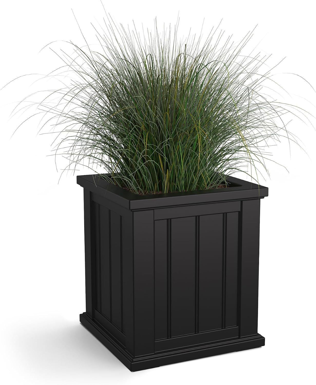 Mayne Cape Cod 14in Self-Watering Square Planter, Black | Self-watering, All season, Fade resistant, Double-wall design, 15-year warranty