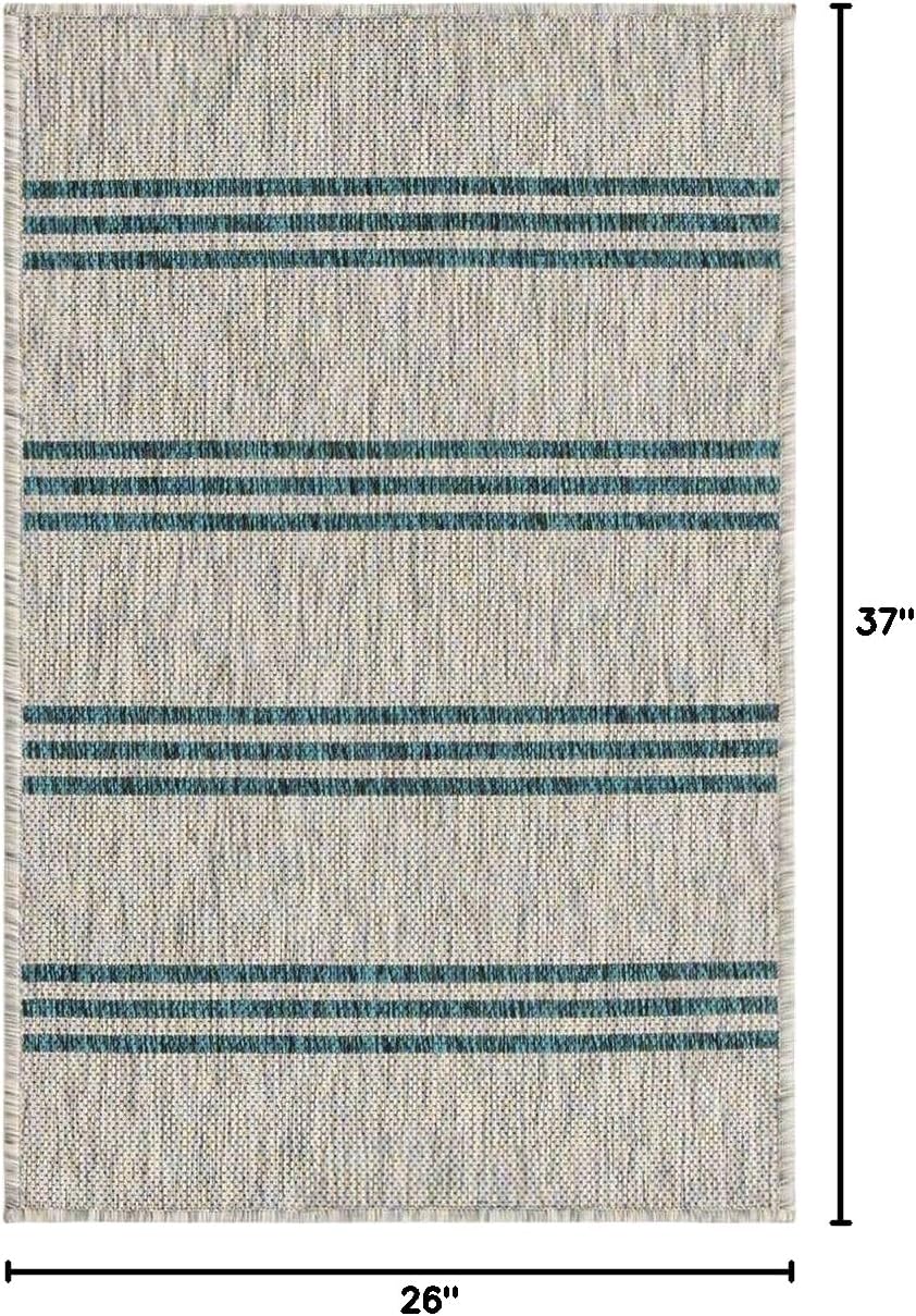 Unique Loom Outdoor Collection Area Rug - Anguilla (9' x 12' Rectangle, Blue/ Ivory)