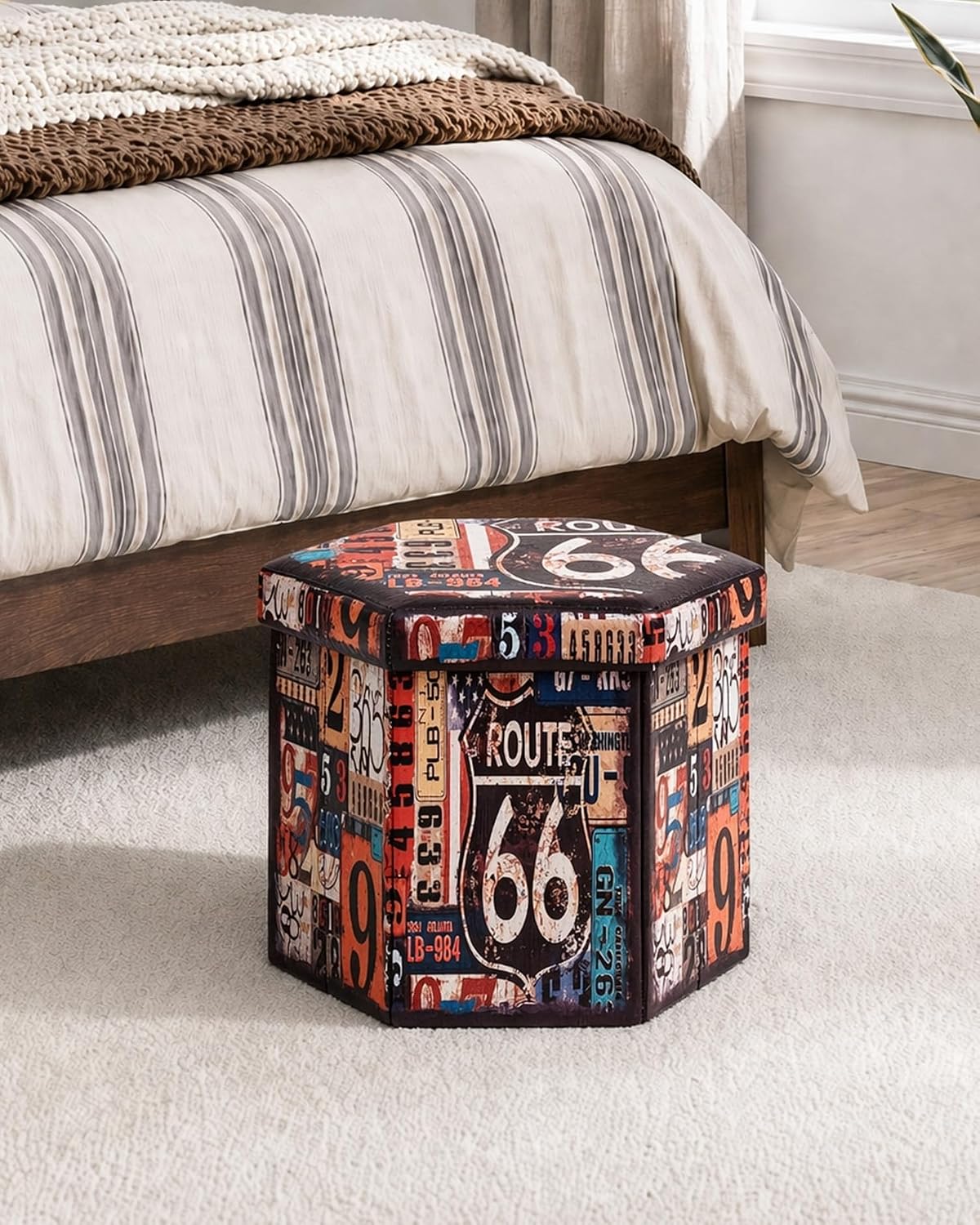 B FSOBEIIALEO Folding Storage Ottoman Bench with Faux Leather Footrest Seat, Coffee Table 30"x15"x15"