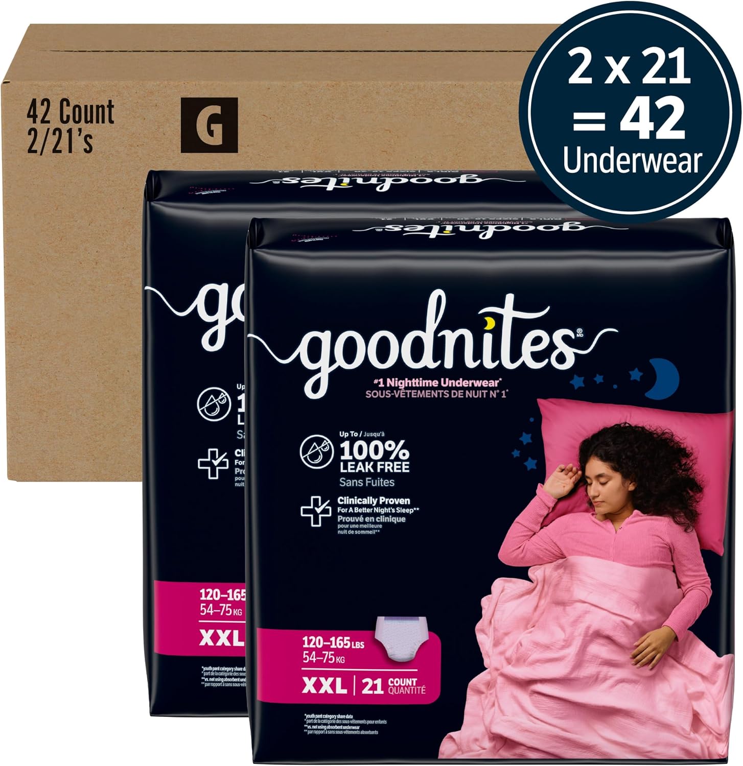 Goodnites Girls' Nighttime Bedwetting Underwear, Size S/M (43-68 lbs), 14 Ct, Packaging May Vary