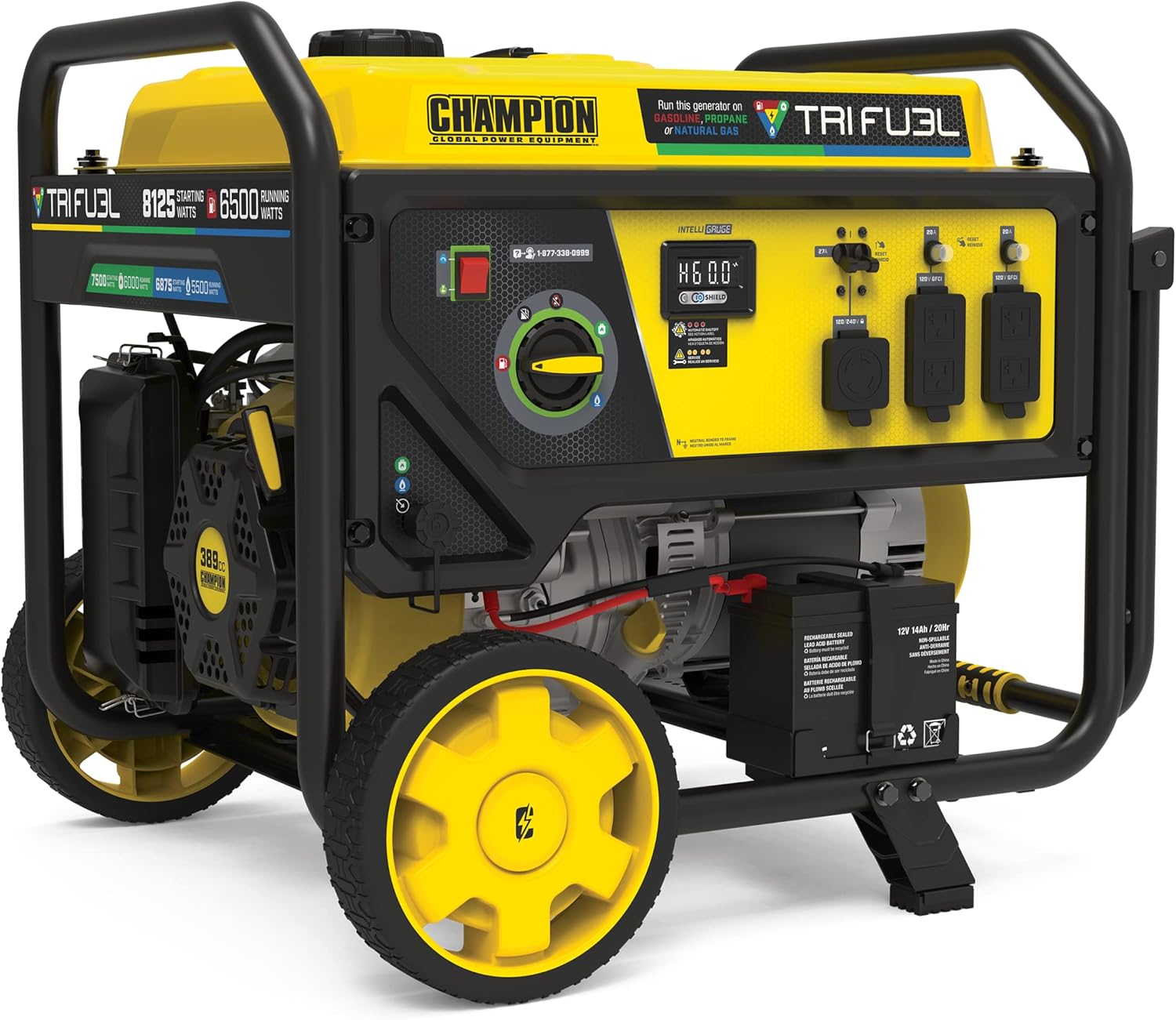 Champion Power Equipment 8125-Watt Electric Start Tri-Fuel Portable Generator with Free 3-Year Warranty