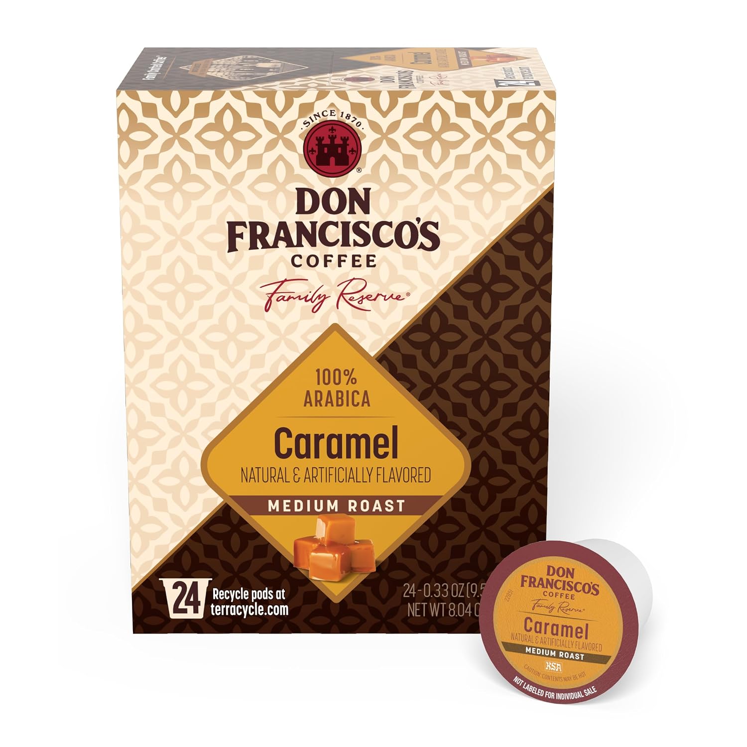Don Francisco's Hawaiian Hazelnut Coffee Pods, Medium Roast, 24ct | Compatible with Keurig Coffee Pod Brewers, 100% Arabica Coffee, Convenient Single Serve Brewing, Fresh Brew in Every Cup