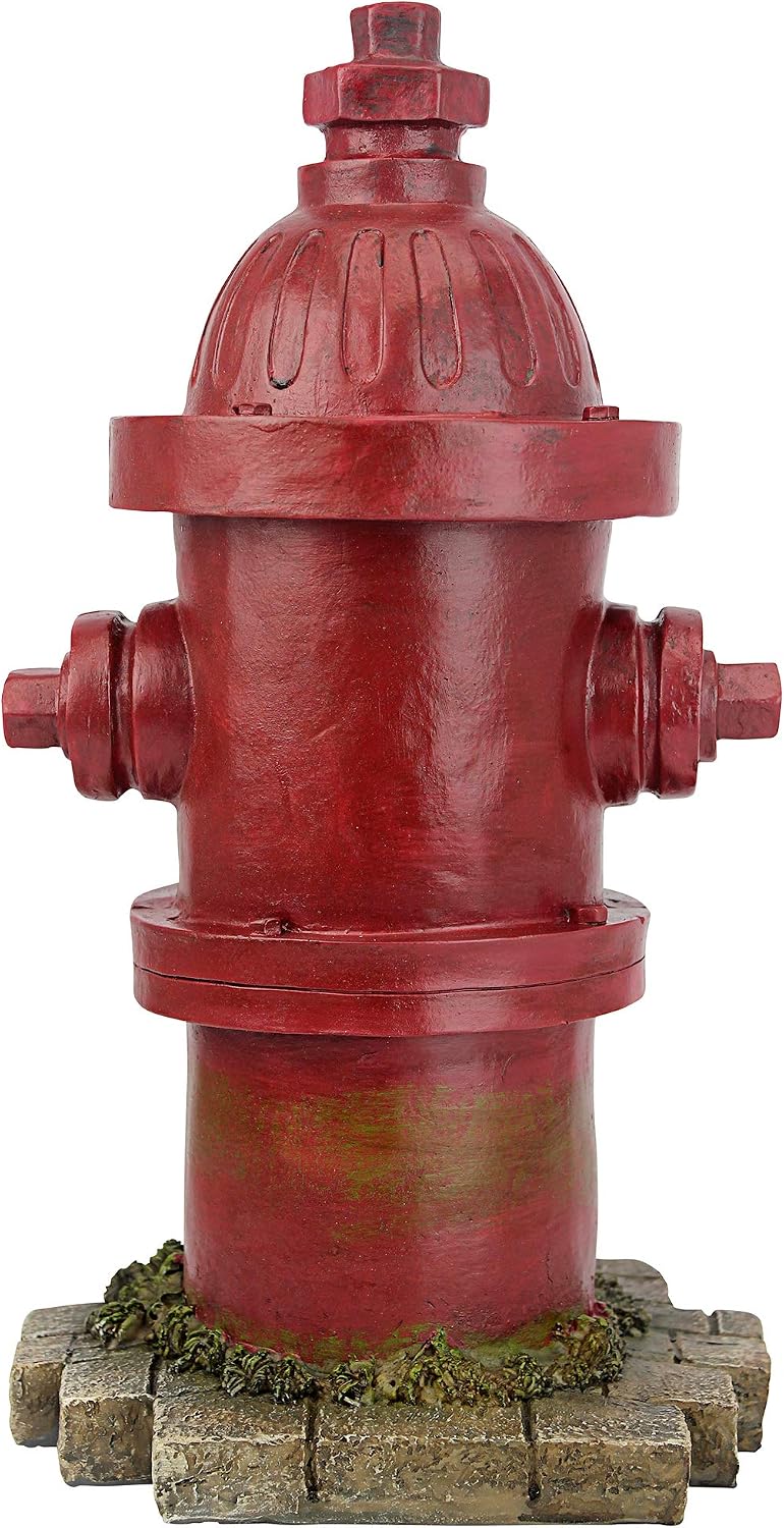 Design Toscano Dog's Second Best Friend Fire Hydrant Pee Post Indoor/Outdoor Statue, Medium 14 Inch Tall, Cast Stone Resin, Red Painted Finish