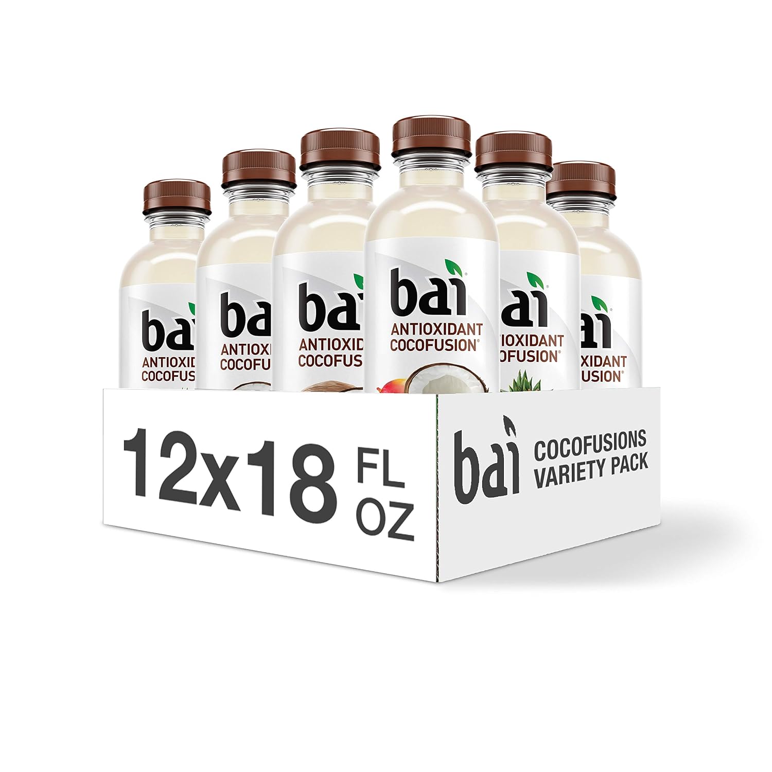 Bai Coconut Flavored Water Puna Coconut Pineapple, Antioxidant Infused, Coconut Pineapple Flavored Water Drink, 18 Fluid Ounce Bottles, 6 Count