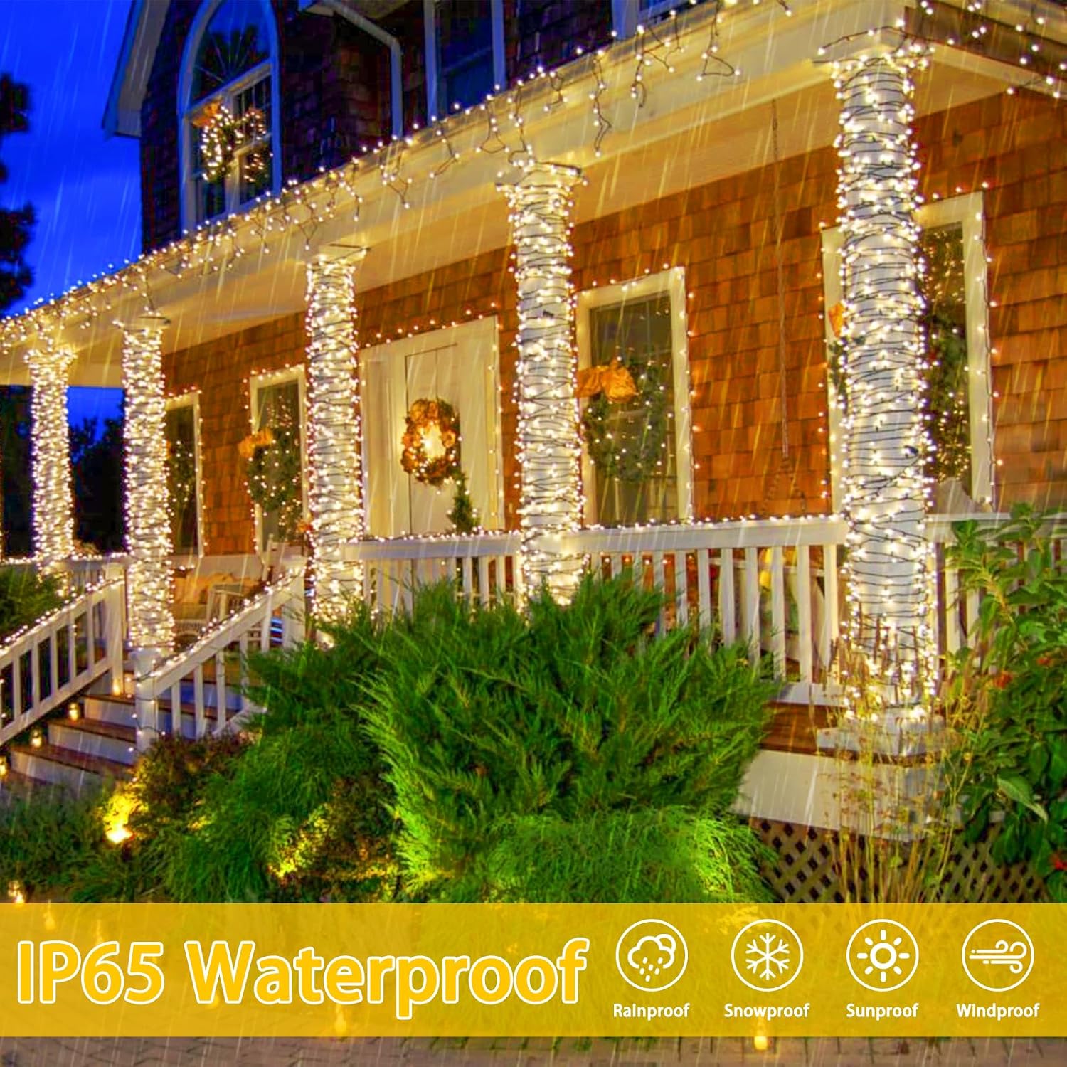 Solar String Lights Outdoor 2 Pack 170FT 480 LED Christmas Light Warm White