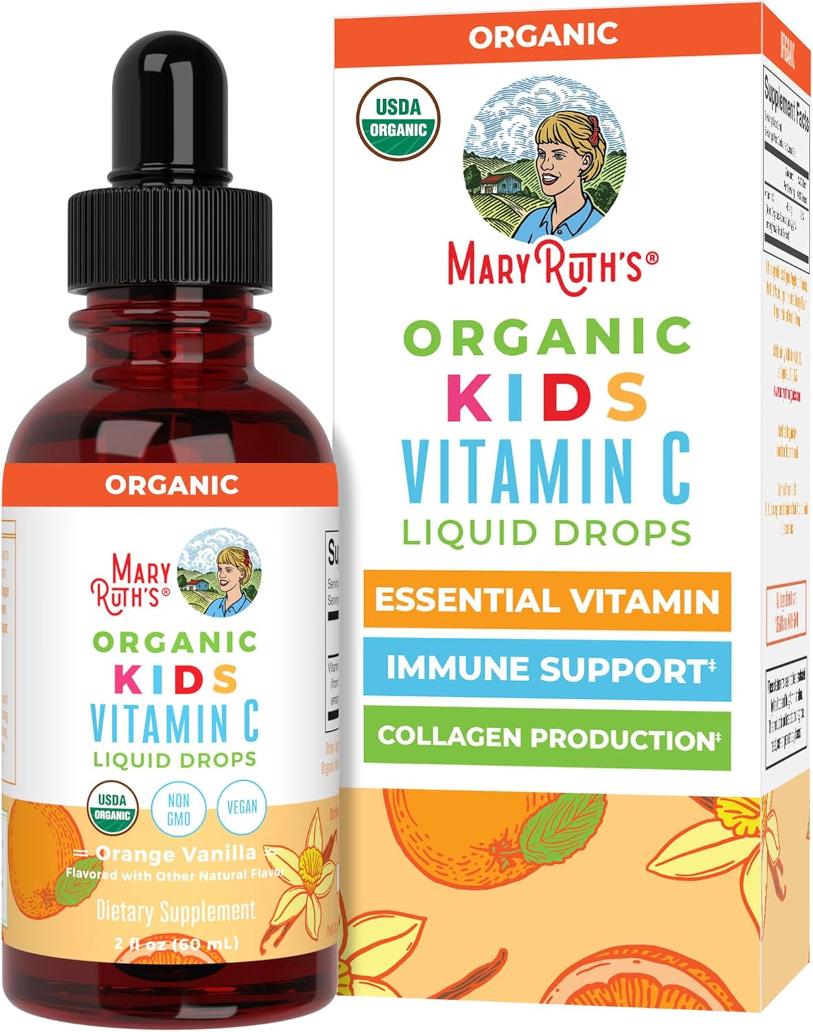 MARYRUTH'S Organic Vitamin C Supplement | Liquid Vitamin C Liquid Drops for Adults & Kids | Immune Support Supplement for Overall Health | Vegan