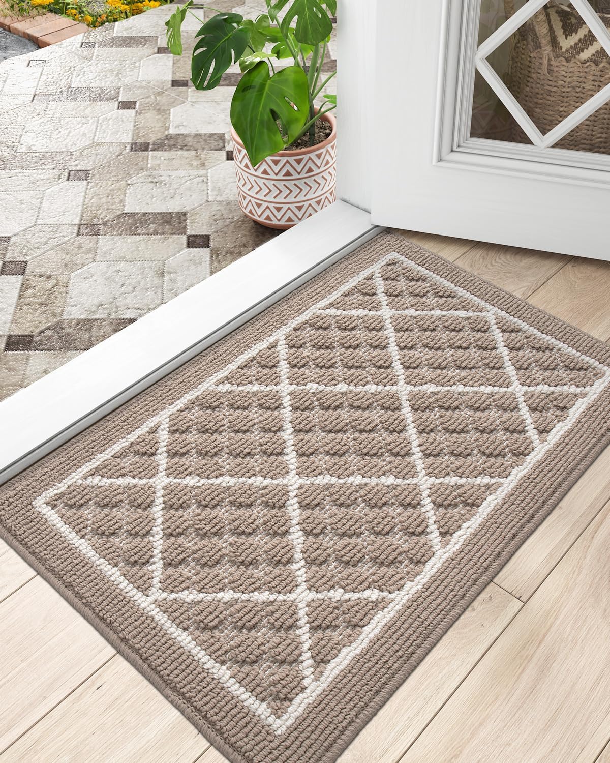 DEXI Front Door Mat Indoor Entryway 24x36 Inside Entrance Doormat Green