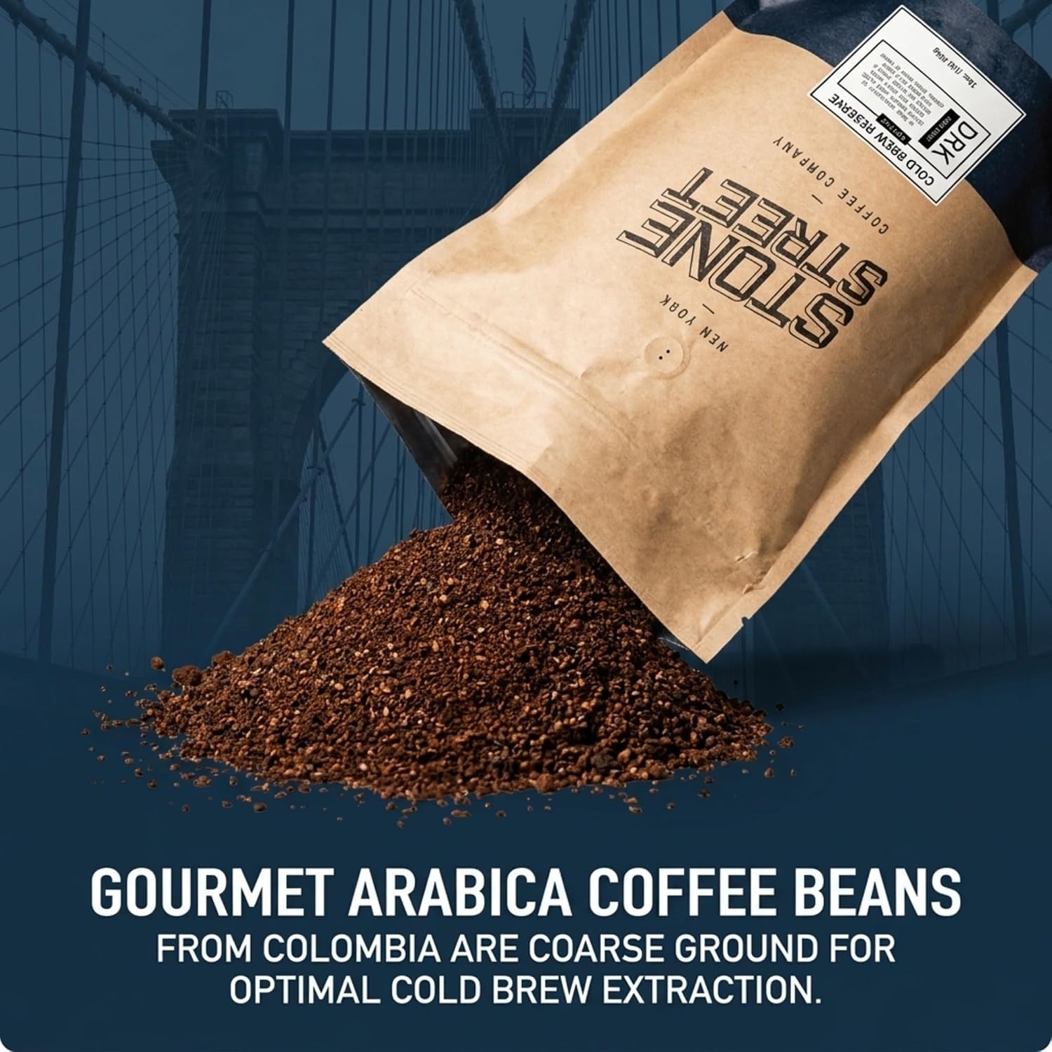 Stone Street Colombian Cold Brew Ground Coffee, Dark Roast, 2 Lb