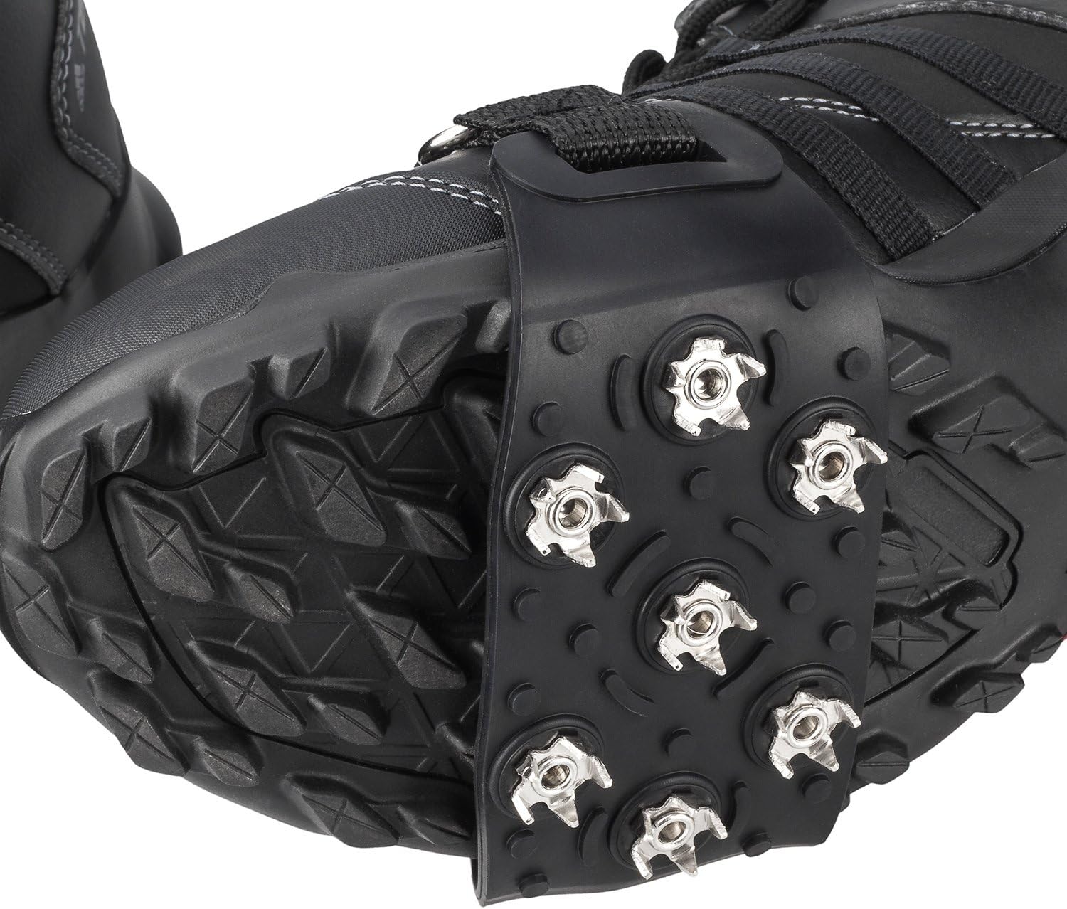 FANBX F Crampon Traction Cleats Anti-Skid Traction Grips Crampons Spikes 7 Point Cleats for Footwear for Walking, Jogging, Hiking, Mountaineering Ice Snow Grips