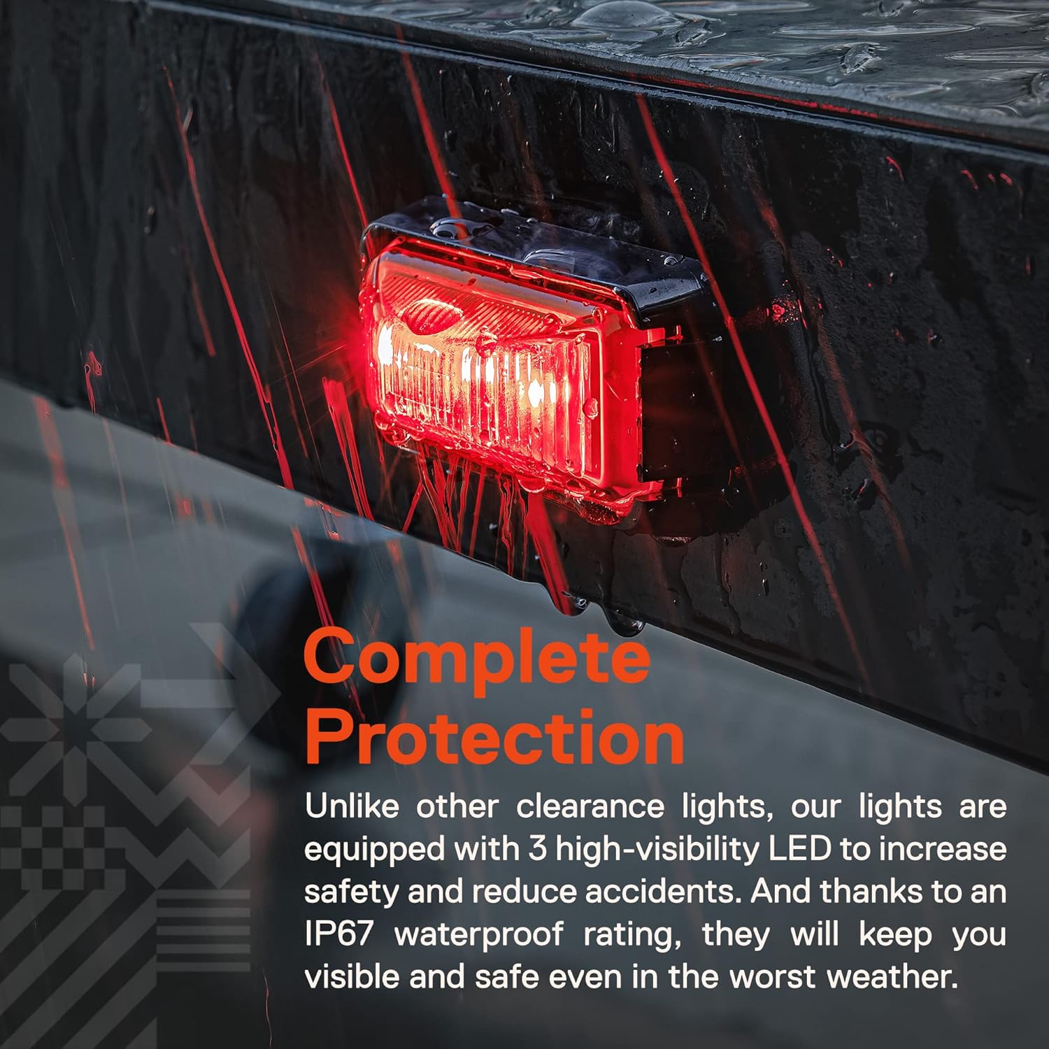 TRUE MODS 2pc 2.5" Amber Rectangle LED Trailer Marker Lights for Truck RV
