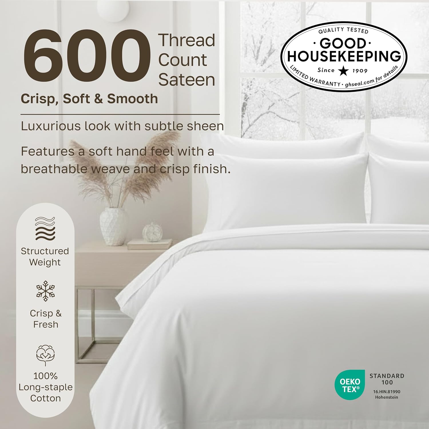 California Design Den Luxury 600 Thread Count Full Size Sheet Sets, Seafoam | 100% Cotton Sateen Backed by Good Housekeeping Seal, Soft & Smooth, 16" Deep Pocket, All-Around Elastic, Durable, Easy Care