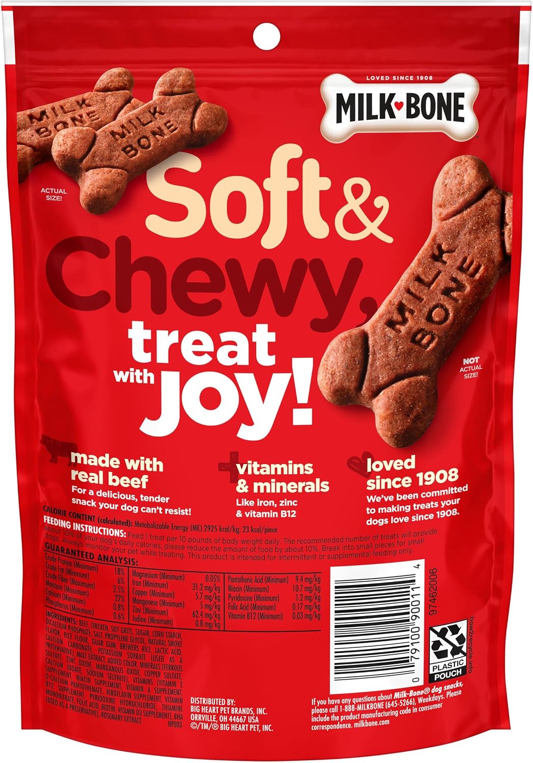 Milk-Bone Soft & Chewy Dog Training Treats, 25 oz Canister | Made with real chicken breast, soft dog treats for training and rewarding, 18% protein, fortified with vitamins and minerals