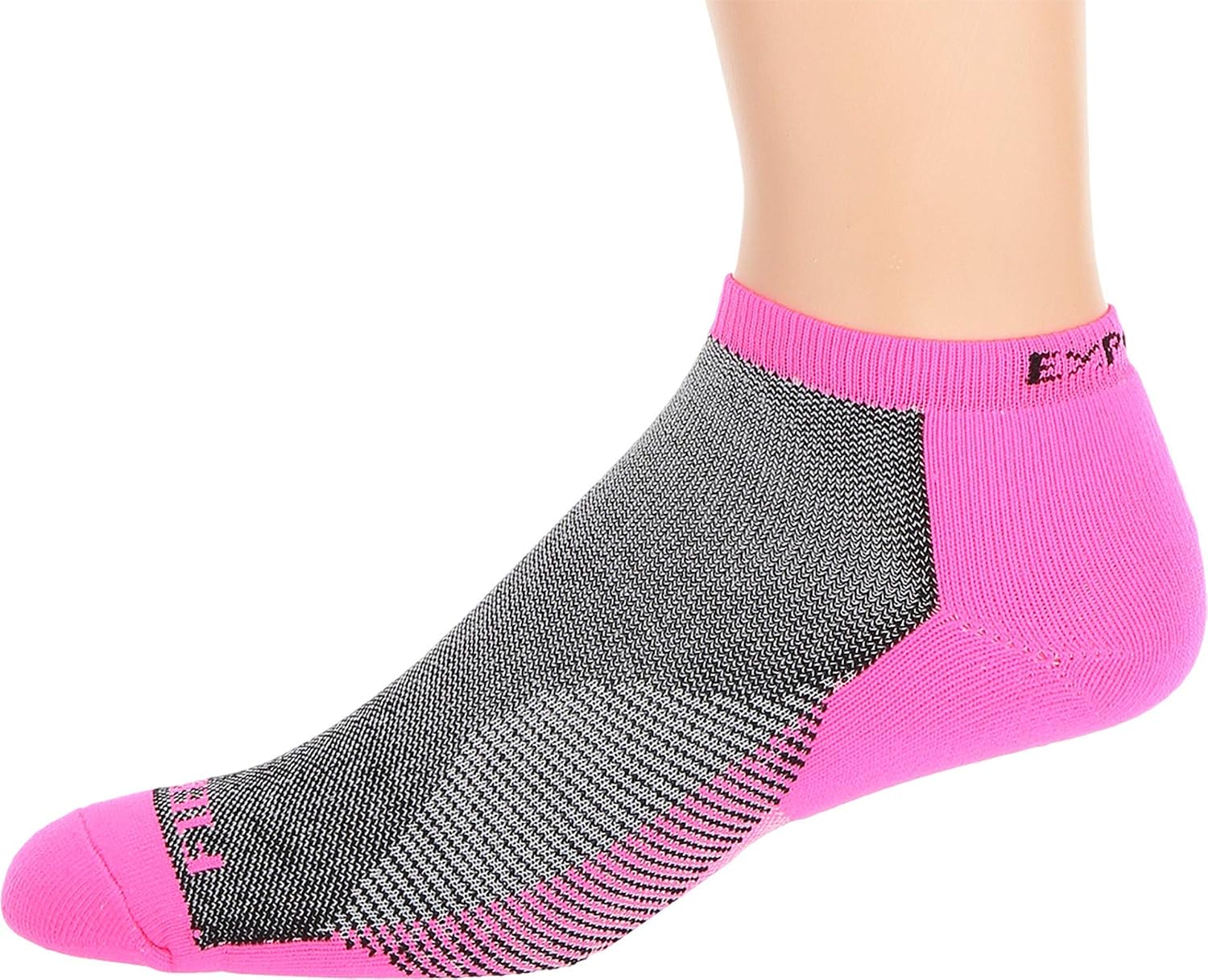 Thorlos Experia Fierce No Show Single Pair Electric Pink/Black MD (US Men's Shoe 8.5-10, Women's Shoe 9.5-11.5)