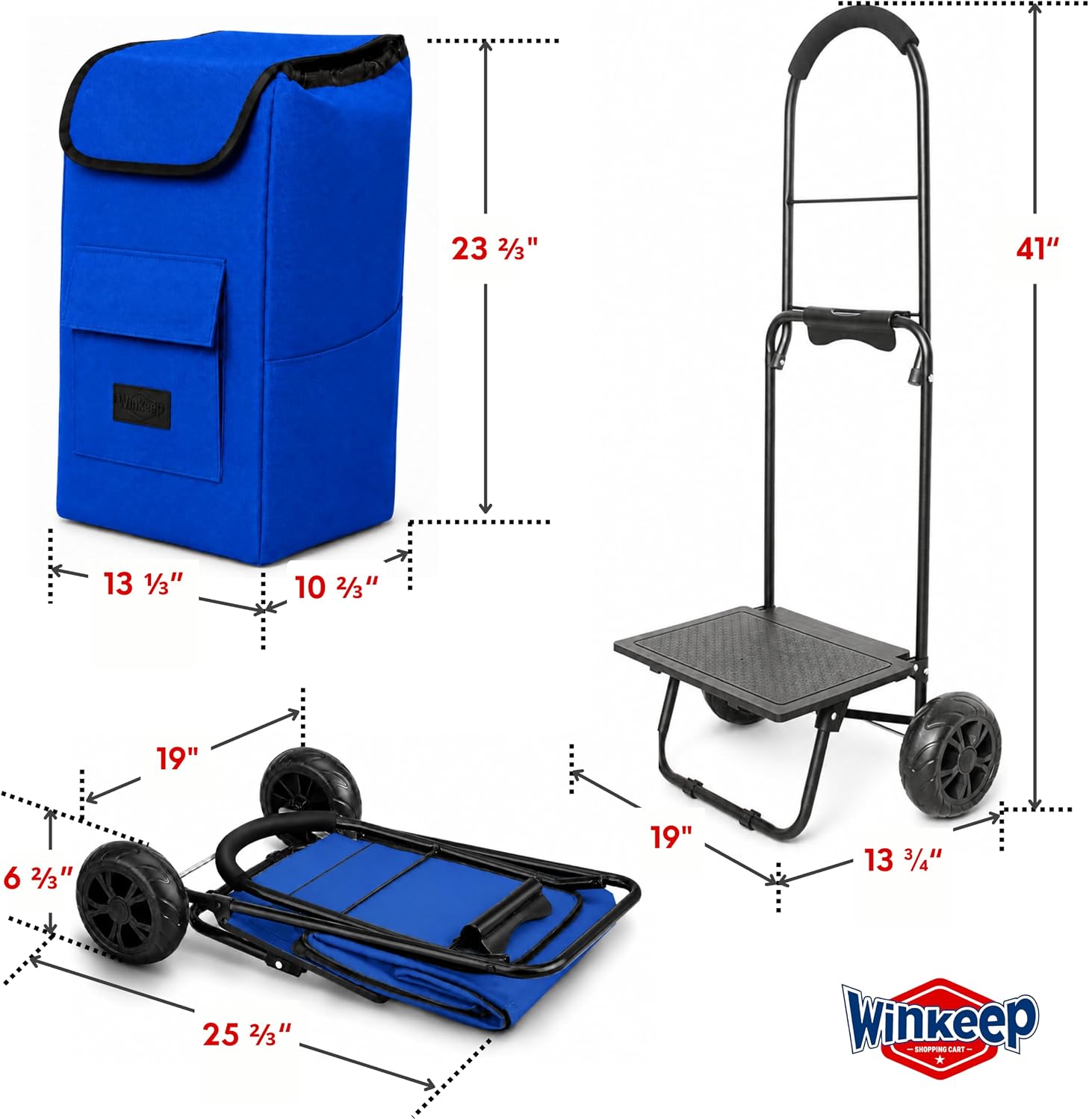 Shopping Cart, Super Loading Grocery Trolley, 220 lbs Capacity